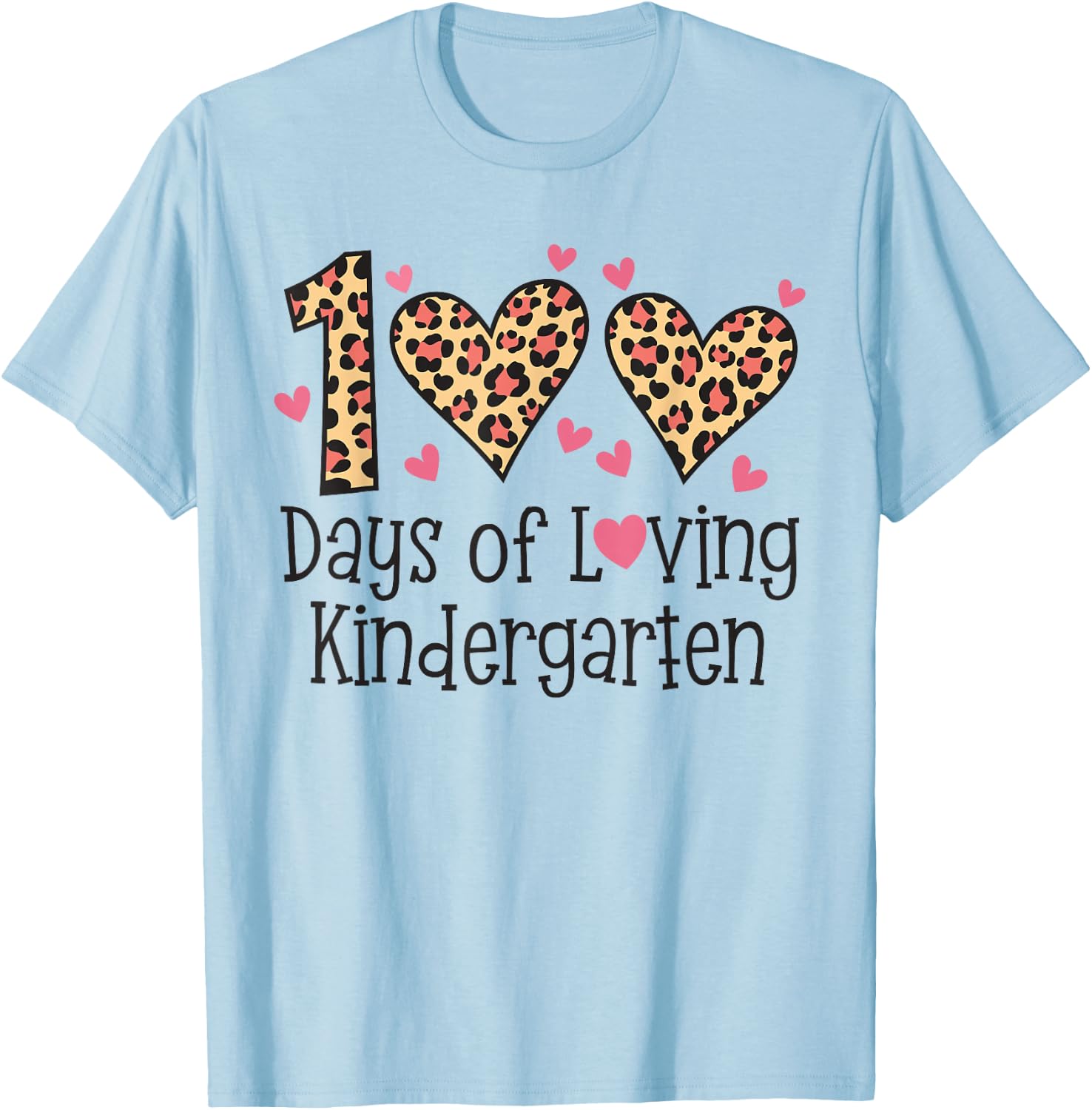 100 Days Of Loving Kindergarten Heart 100th Day Of School T-Shirt - T-Shirt | Light Blue