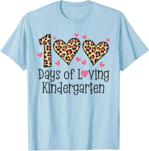 100 Days Of Loving Kindergarten Heart 100th Day Of School T-Shirt - T-Shirt | Light Blue