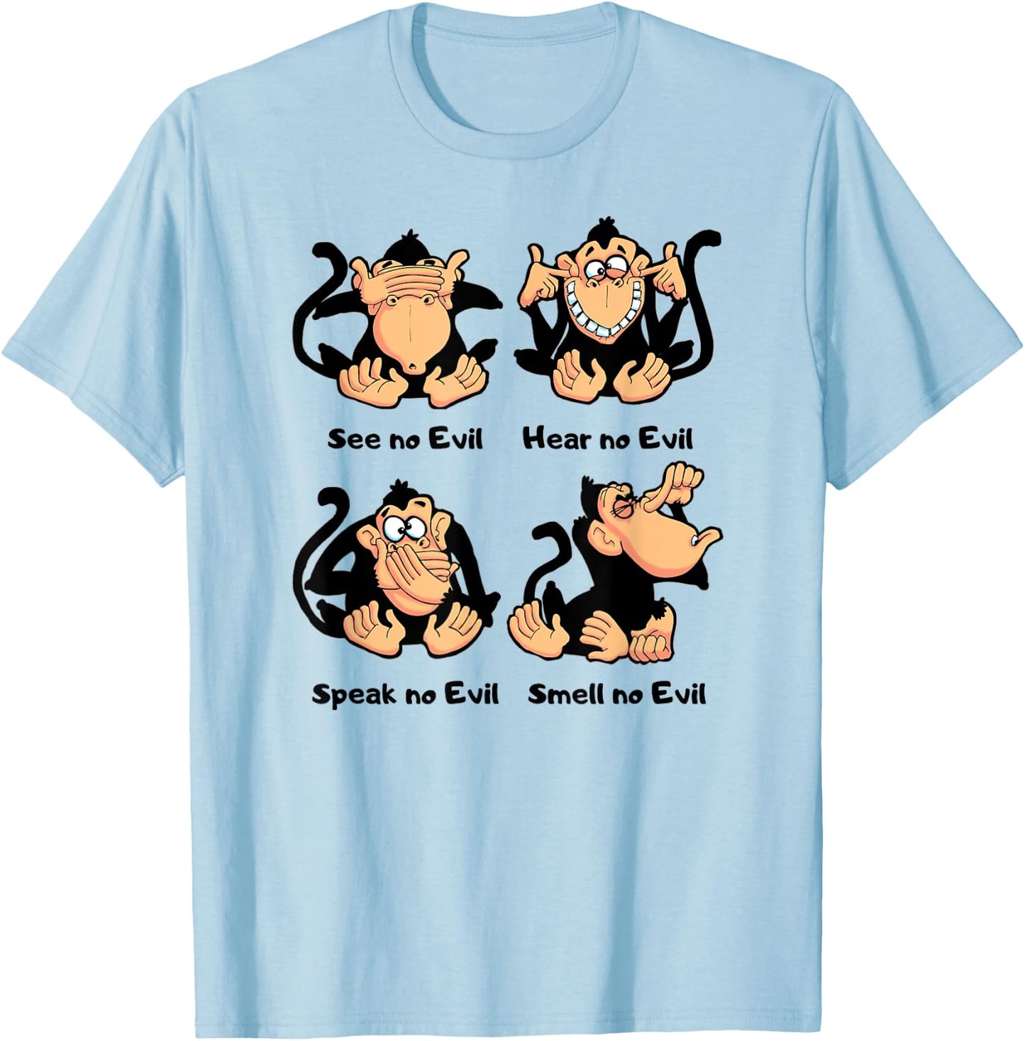 4 Wise Monkeys T-Shirt - T-Shirt | Light Blue
