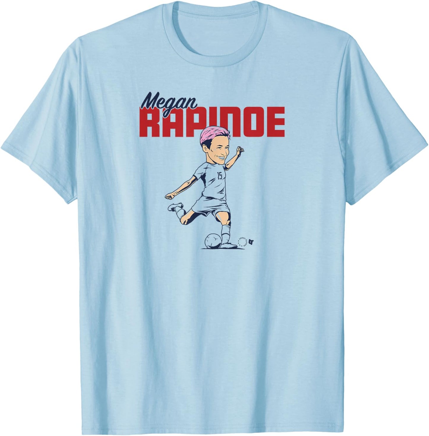 Megan Rapinoe: Caricature - USWNT Players Association Soccer T-Shirt - T-Shirt | Light Blue