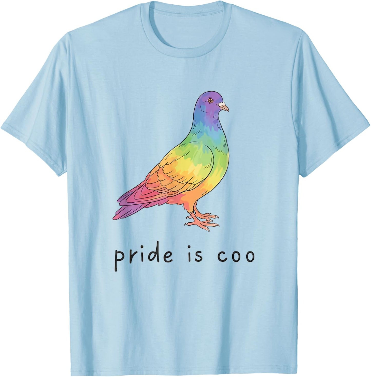 Pride is Coo Pigeon Funny LGBTQ Pride Month LGBT Ally T-Shirt - T-Shirt | Light Blue