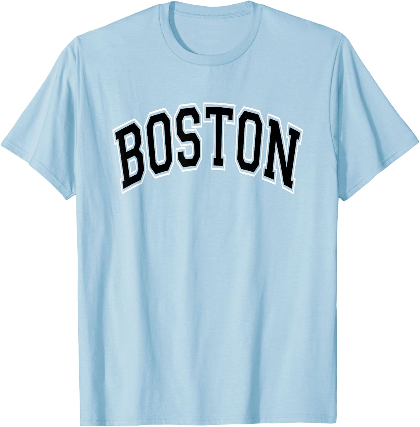 Boston Arched Style Pink with Black Text T-Shirt - T-Shirt | Light Blue