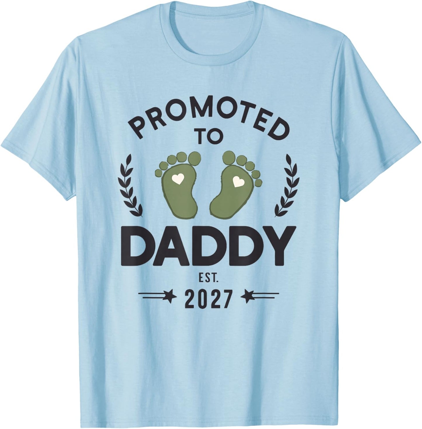 Promoted to Daddy 2027 Pregnancy Reveal New Dad T-Shirt - T-Shirt | Light Blue