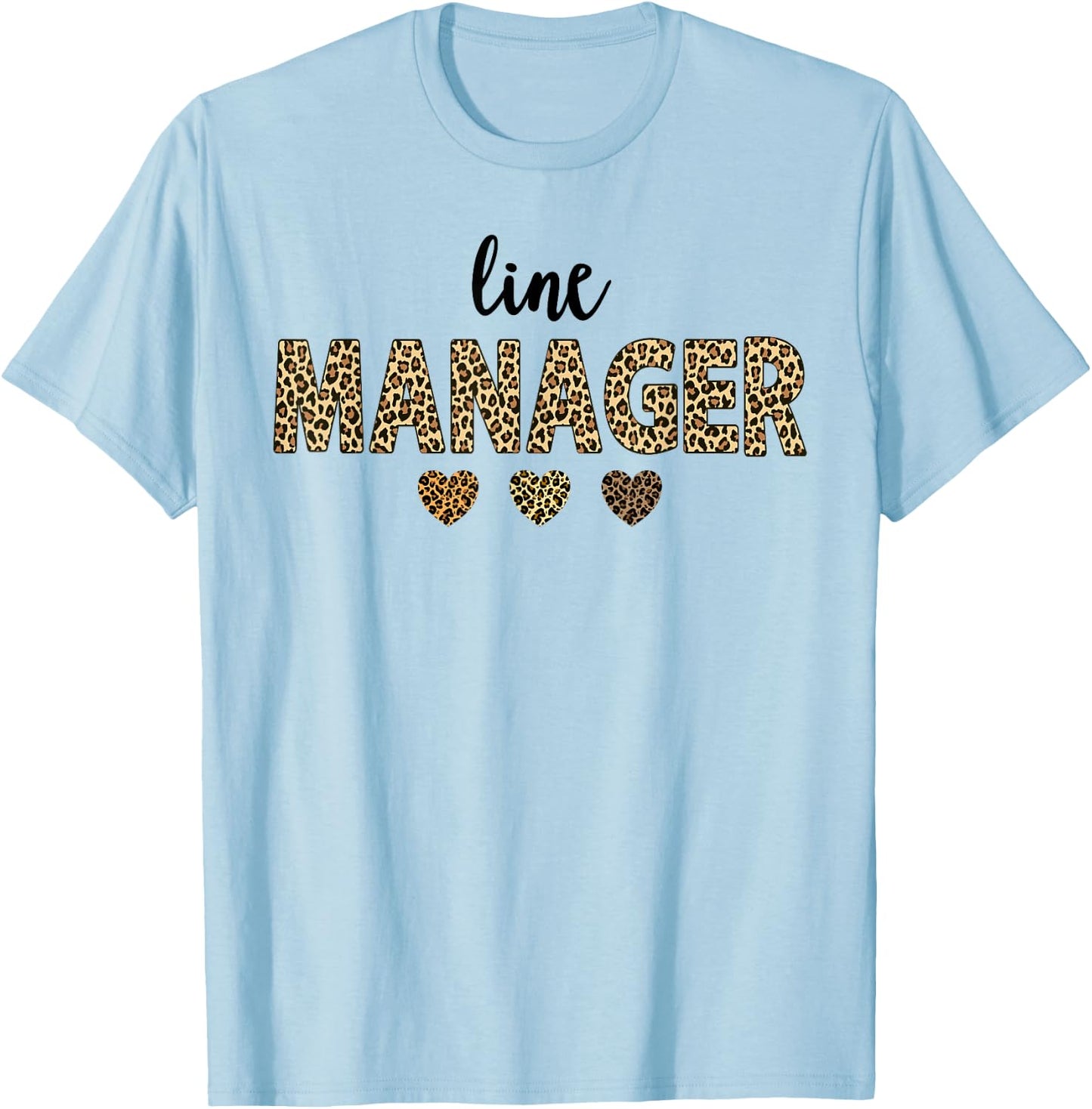 line Manager Leopard Hearts Team Squad Matching T-Shirt - T-Shirt | Light Blue