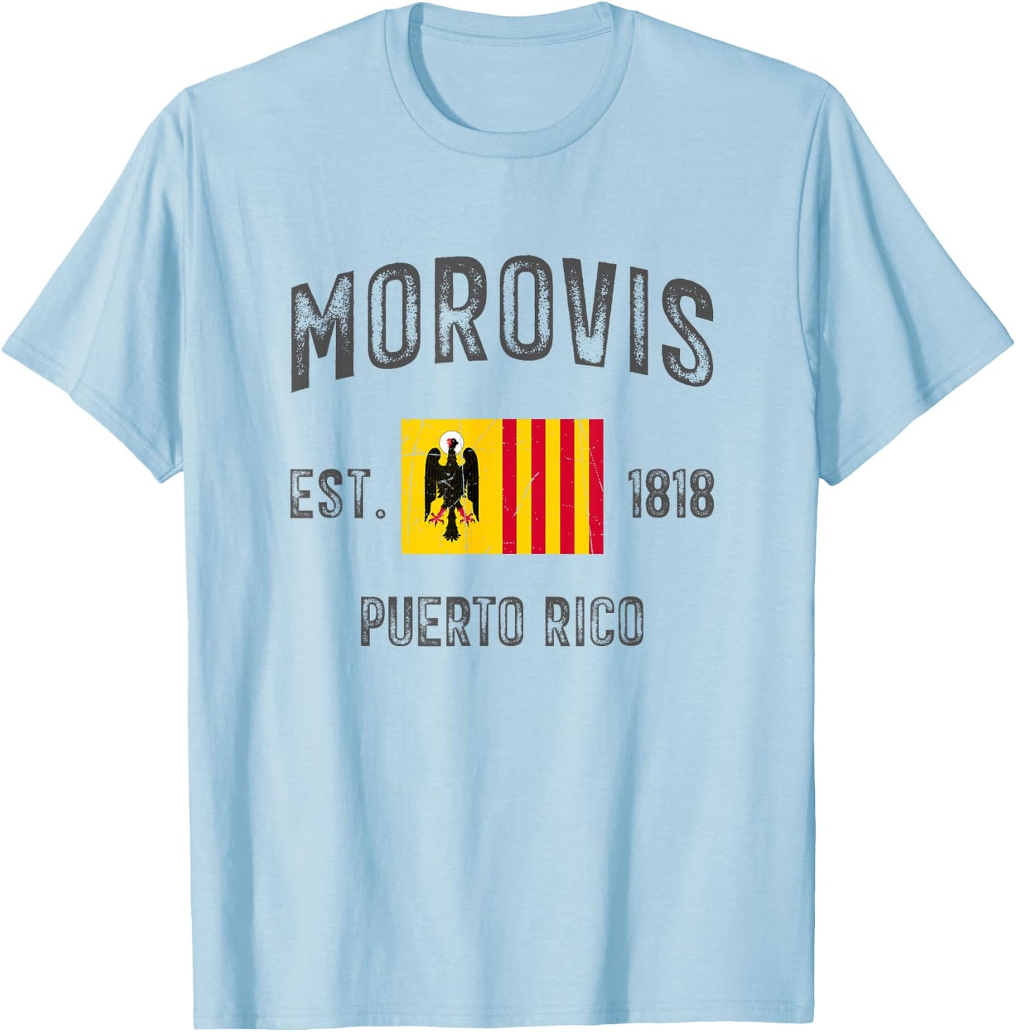 Vintage Morovis EST.1818 Puerto Rico Flag Design T-Shirt - T-Shirt | Light Blue