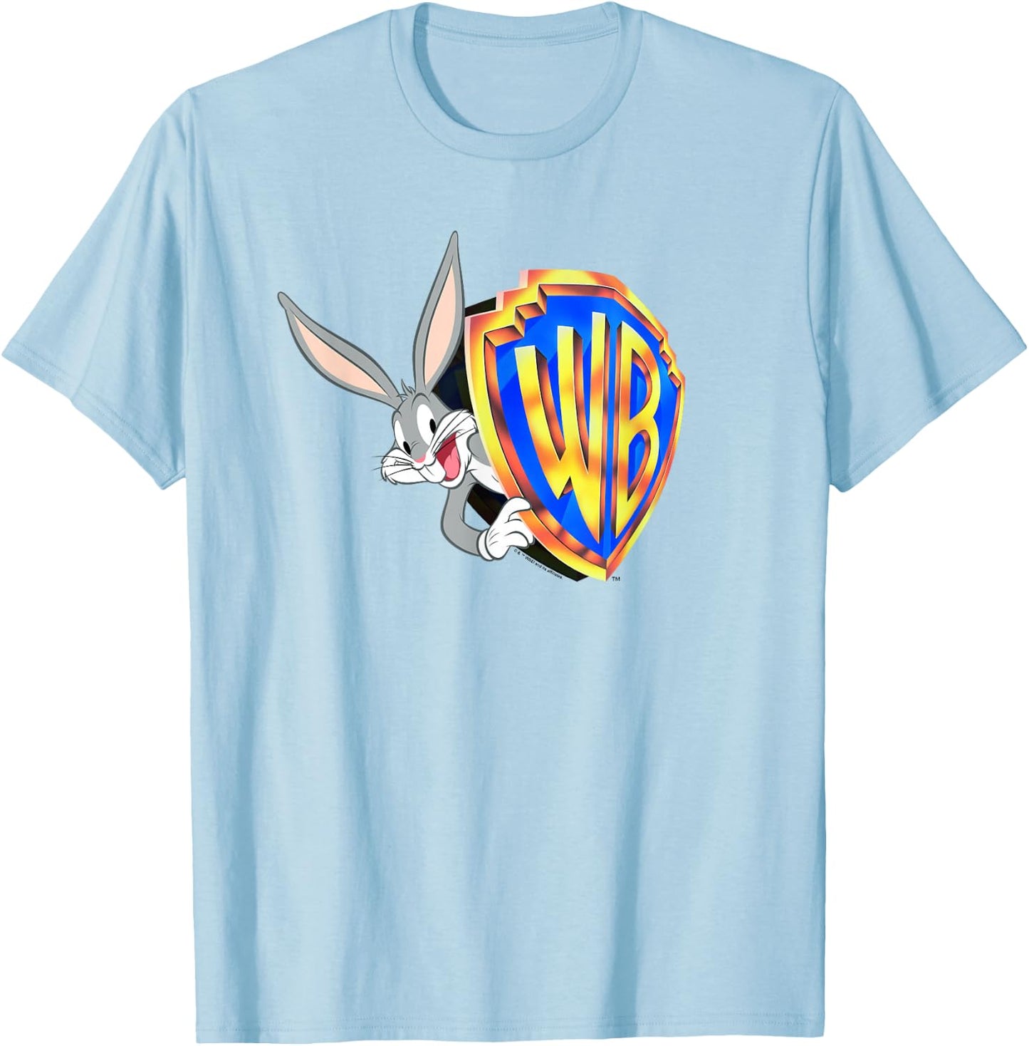 WB100 Looney Tunes Bugs Bunny Warner Bros. Surprise Logo T-Shirt - T-Shirt | Light Blue