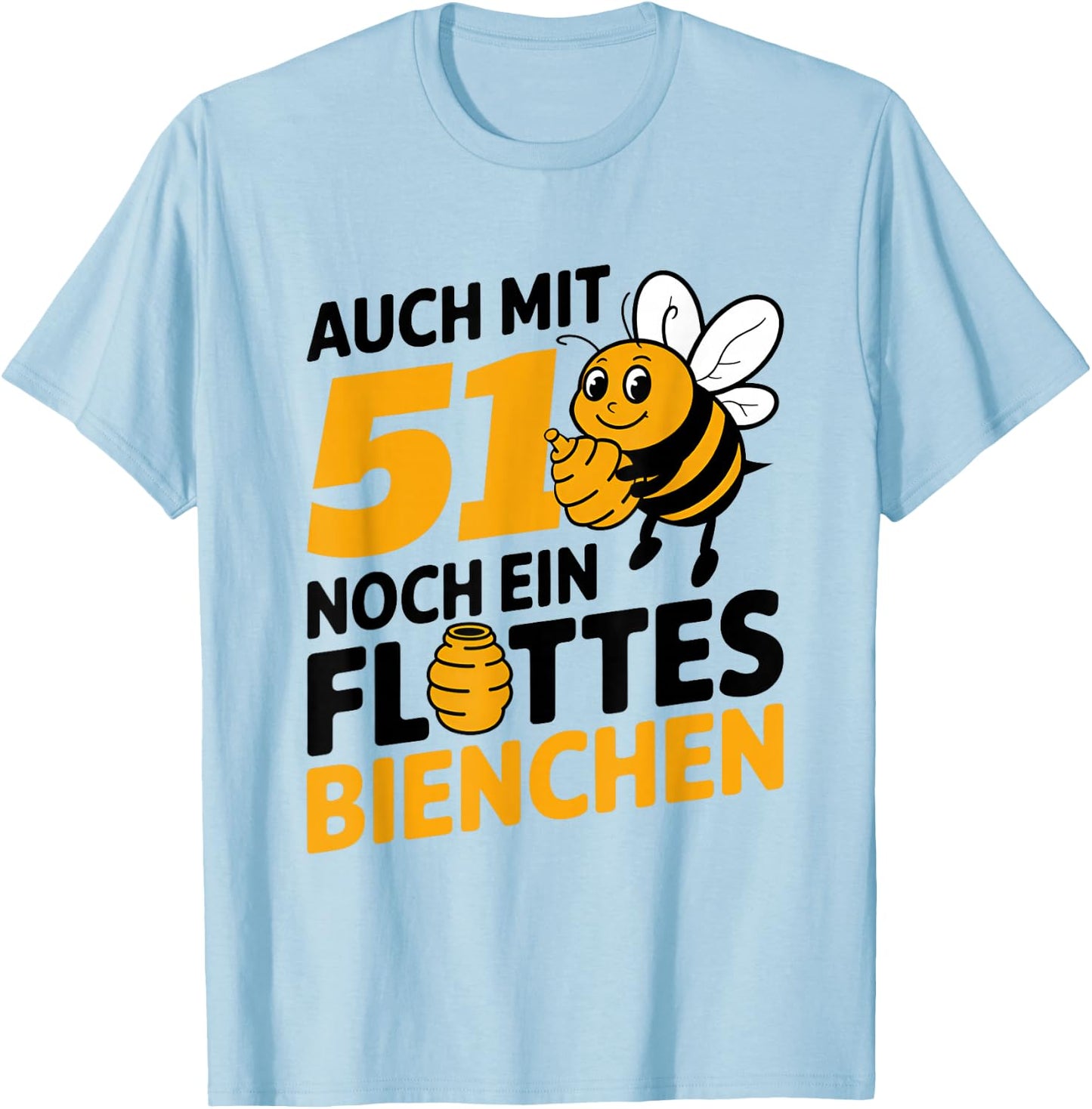 51st Birthday Woman with 51st Birthday Motif, gray, S T-Shirt - T-Shirt | Light Blue