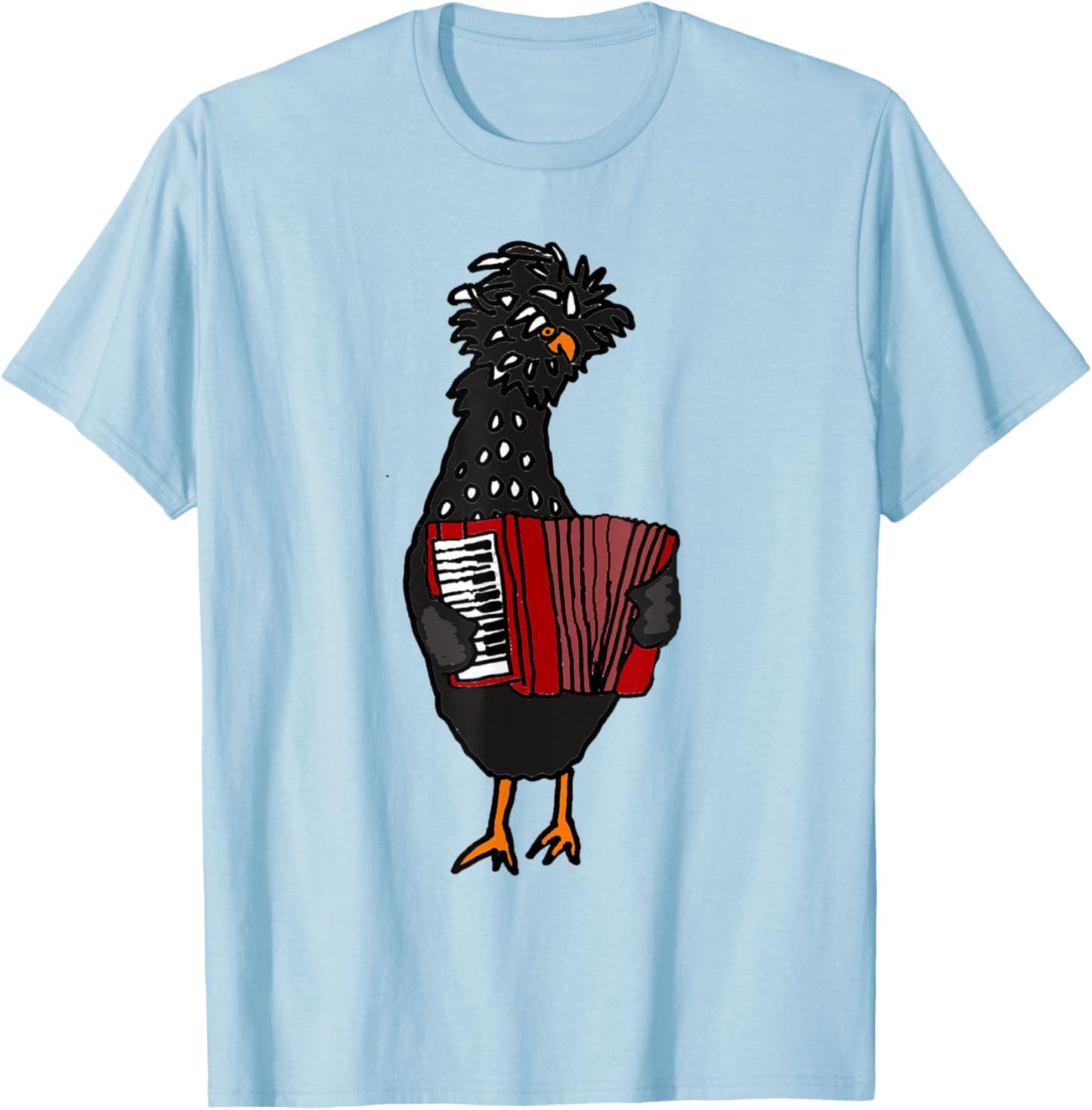 Smiletodaytees Fun Polish Chicken Playing Accordion T-Shirt - T-Shirt | Light Blue