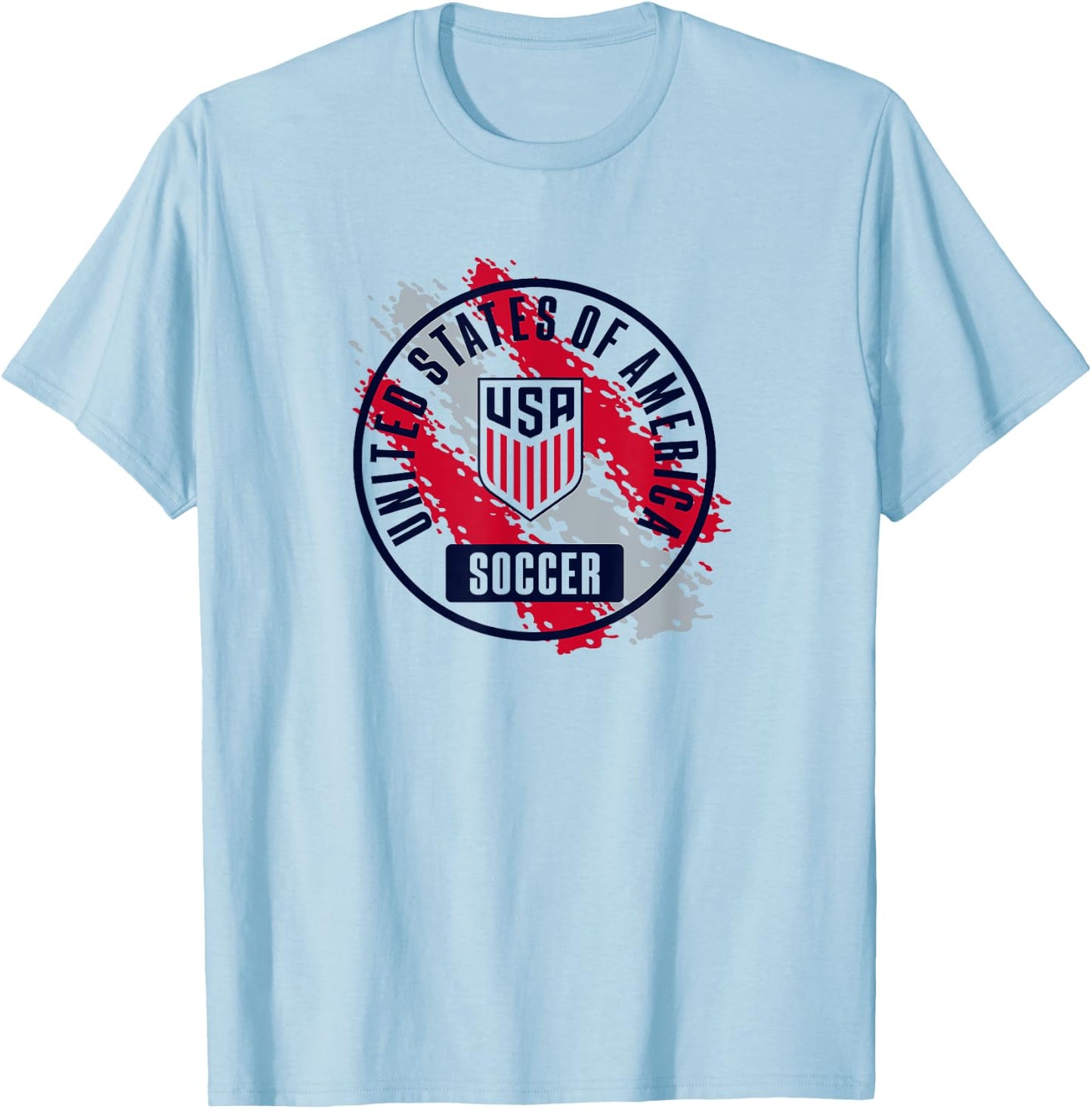 USA Soccer Retro Paint White USMNT Officially Licensed T-Shirt - T-Shirt | Light Blue
