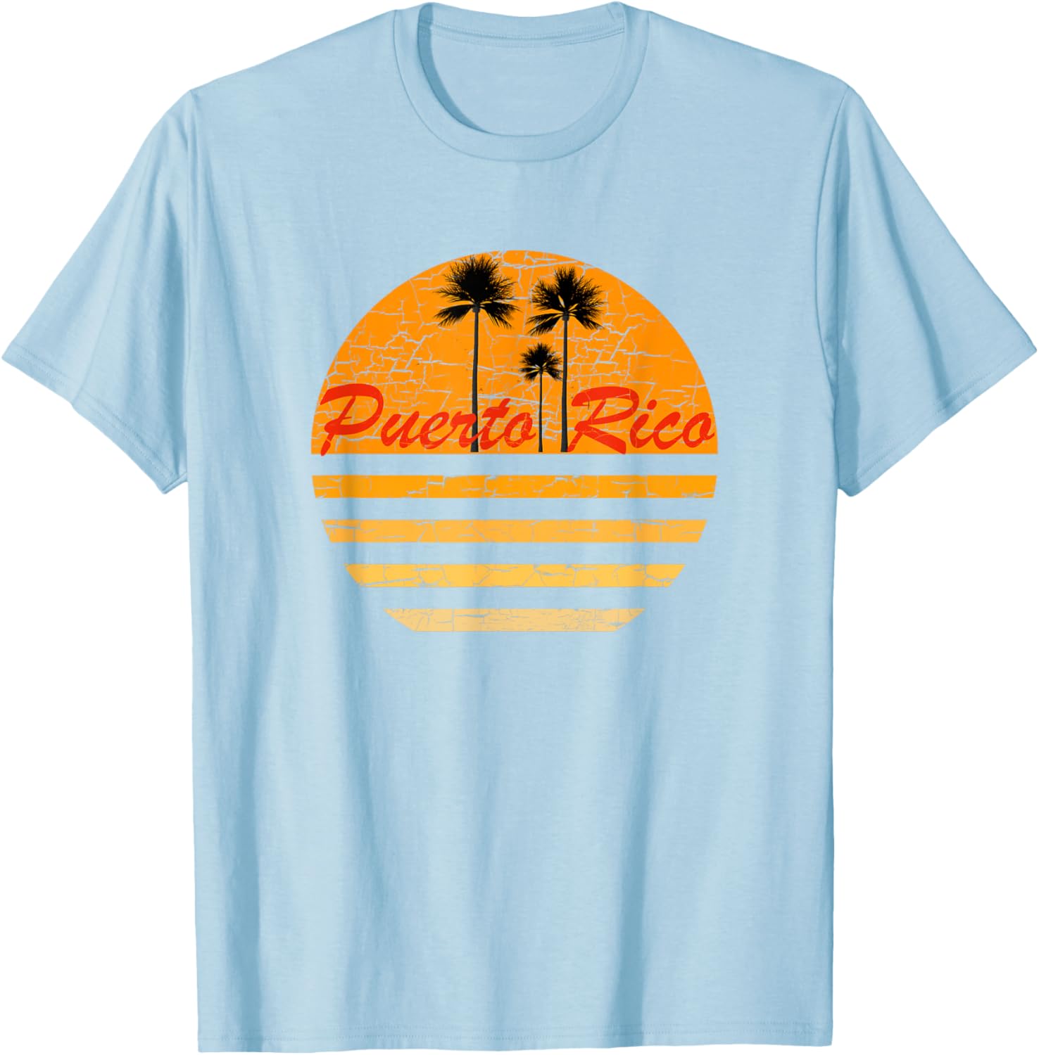 Puerto Rico Vintage Retro 70s Throwback Surf T-Shirt - T-Shirt | Light Blue