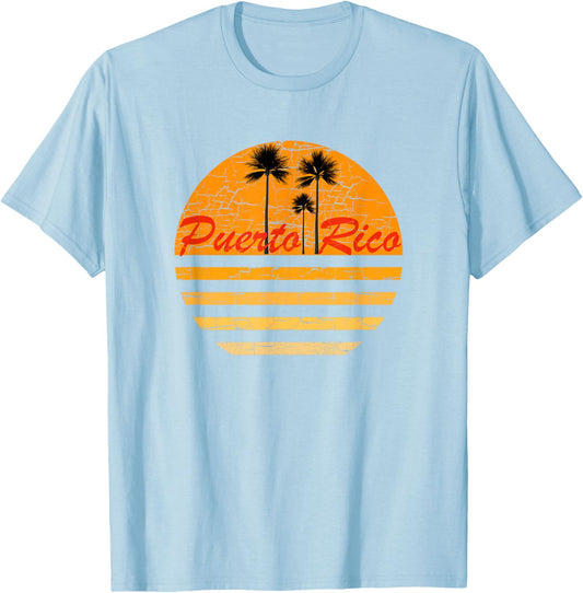 Puerto Rico Vintage Retro 70s Throwback Surf T-Shirt - T-Shirt | Light Blue