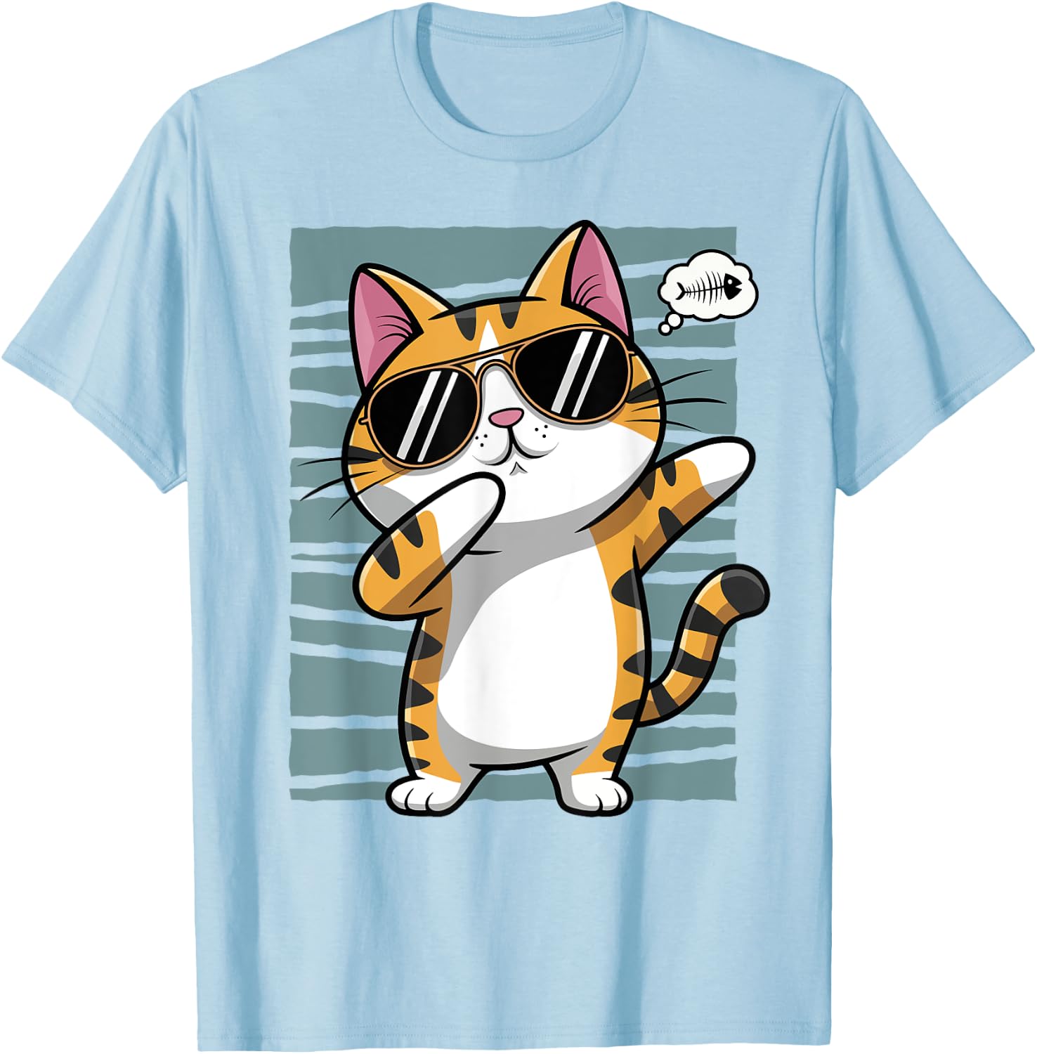 Funny Funny Cat Boy Girl Dab Dabbing Cat , white, S T-Shirt - T-Shirt | Light Blue