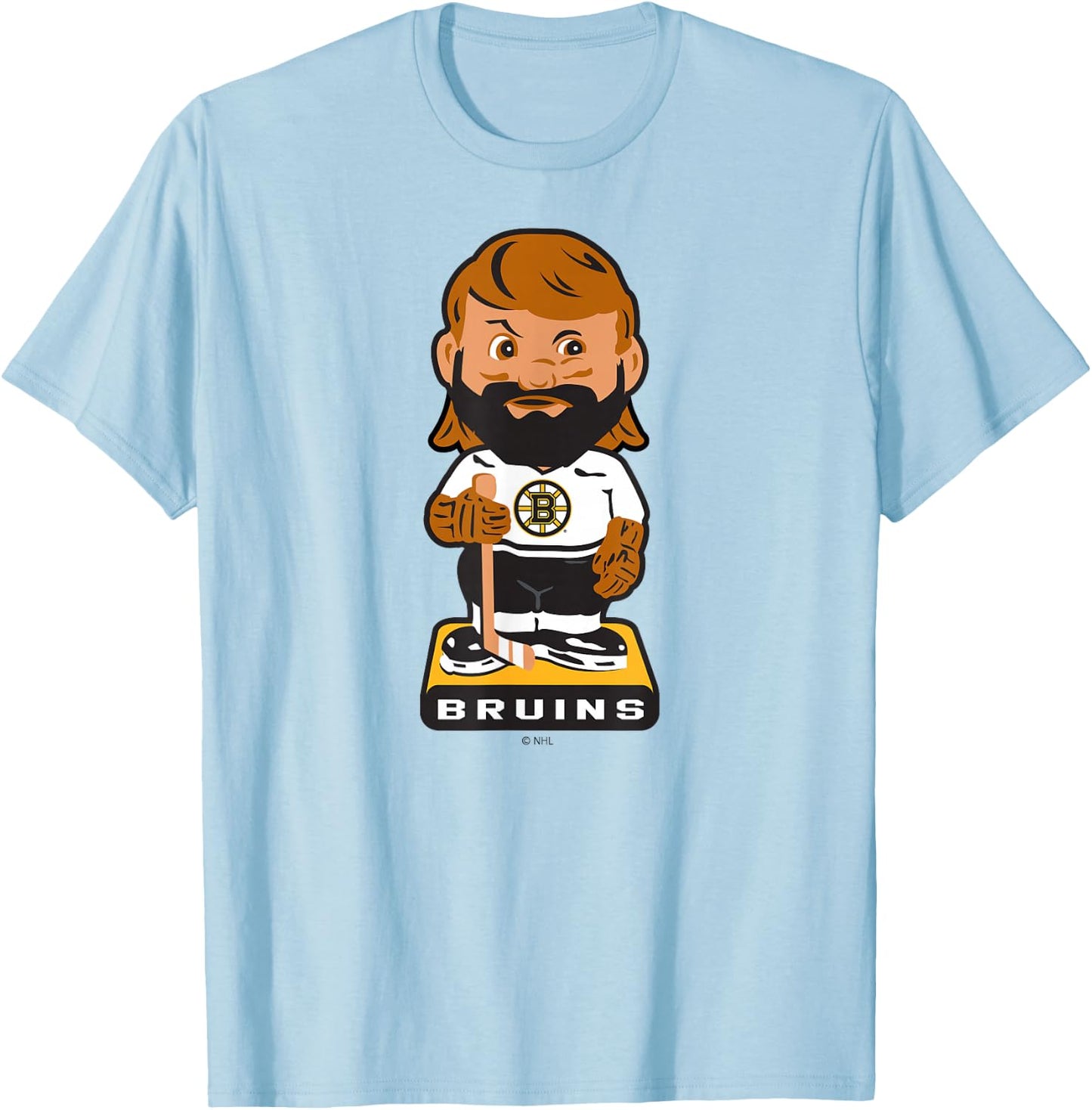 Boston Bruins Bobblehead Gray Officially Licensed T-Shirt - T-Shirt | Light Blue