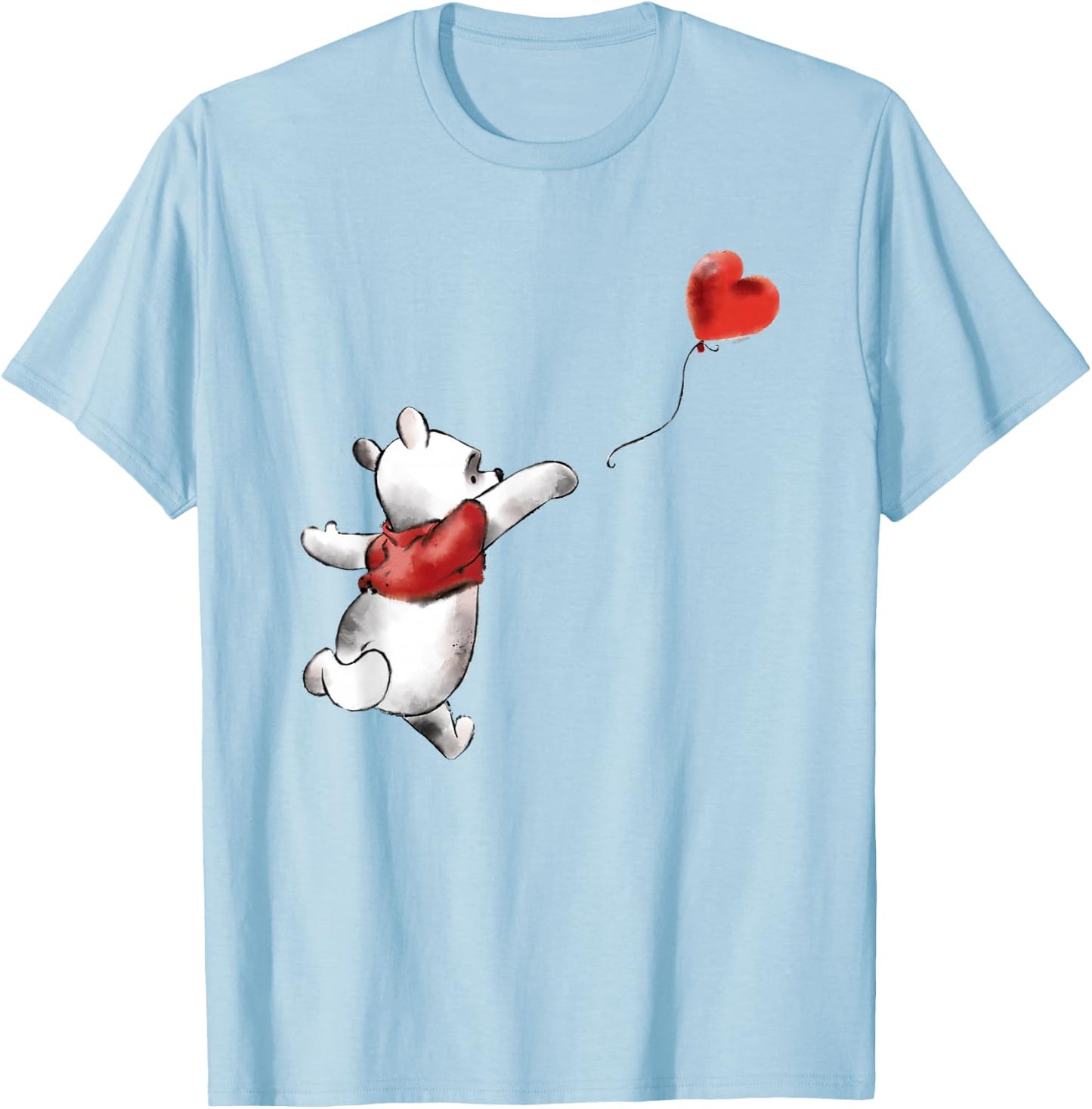 Winnie The Pooh Balloon , White T-Shirt - T-Shirt | Light Blue