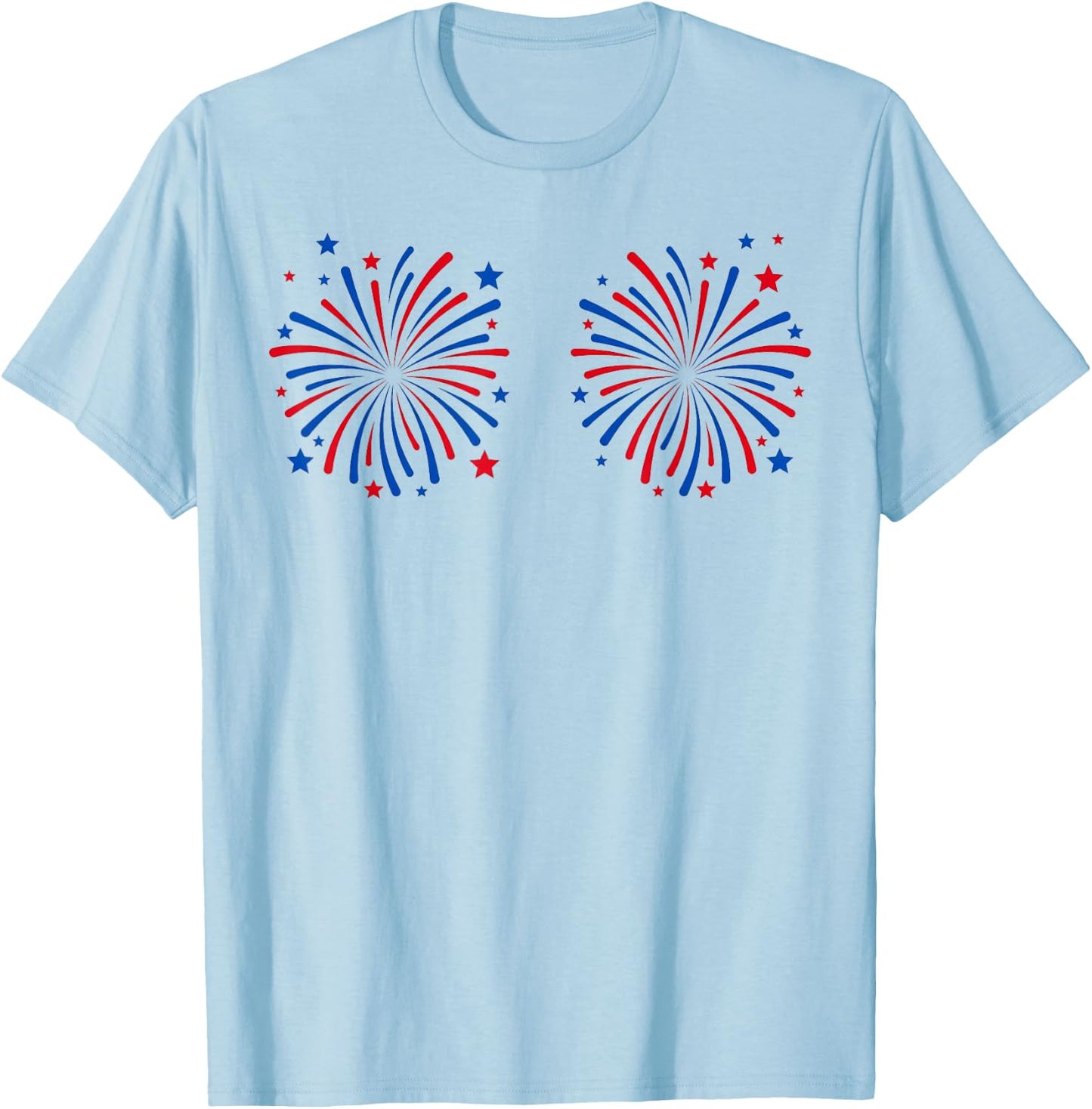 Funny I'm Just Here for The Fireworks 4th of July Couple T-Shirt - T-Shirt | Light Blue