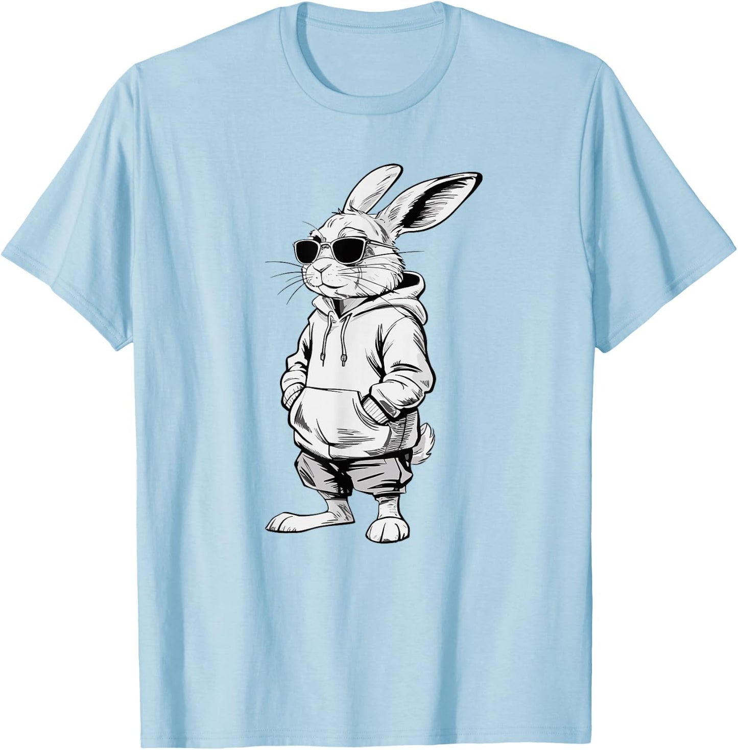 Bunny face with sunglasses easter rabbit men boys kids T-Shirt - T-Shirt | Light Blue