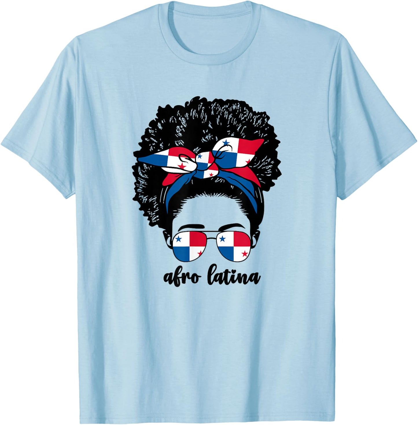 Black Afro Latina Panamanian Girl Women Panama Flag Panameña T-Shirt - T-Shirt | Light Blue