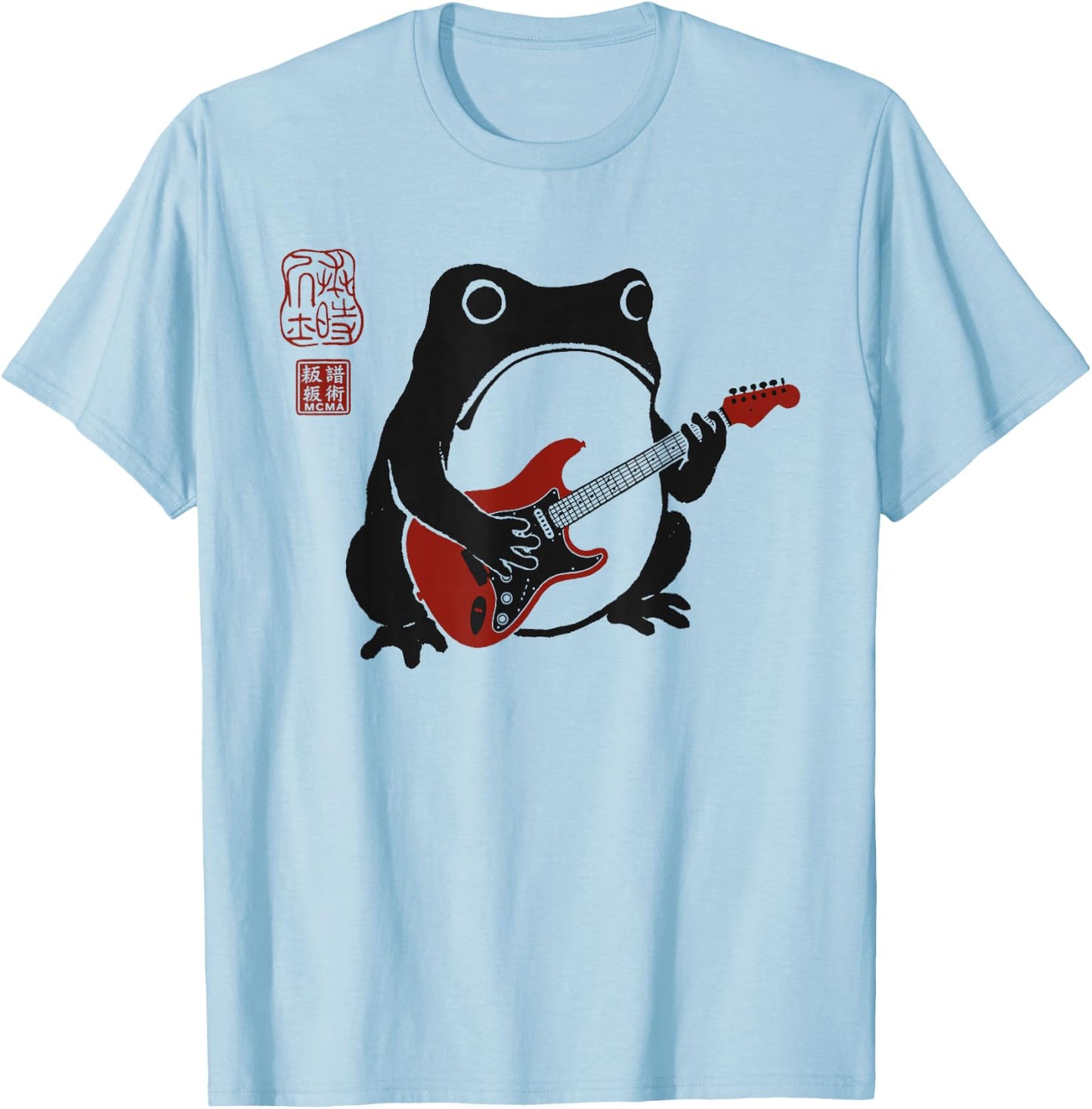 Funny Matsumoto Hoji Grumpy Frog Guitar-Player Japanese Art T-Shirt - T-Shirt | Light Blue