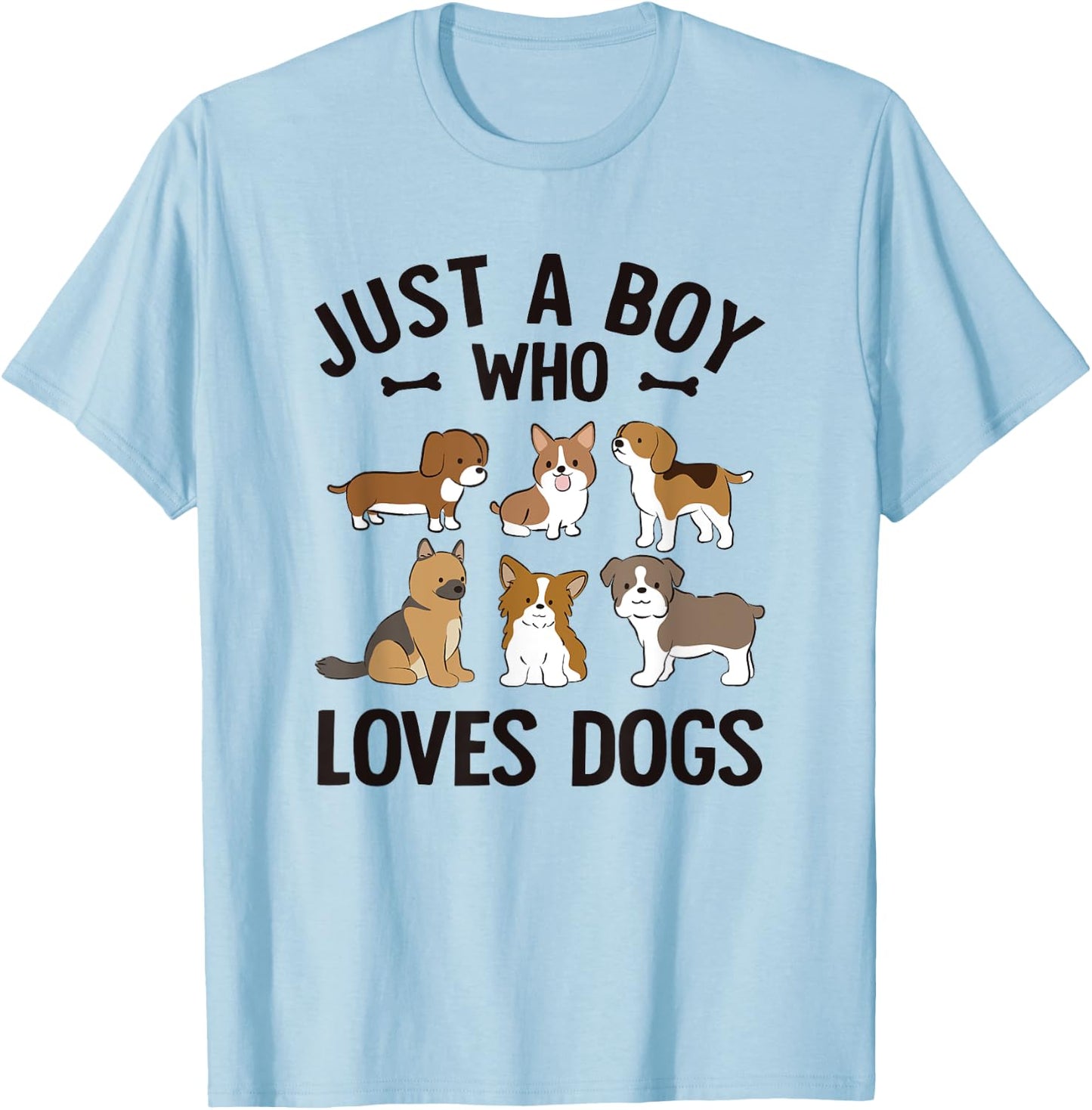 Just A Boy Who Loves Dogs Boys Toddler Puppy Dog Lover T-Shirt - T-Shirt | Light Blue