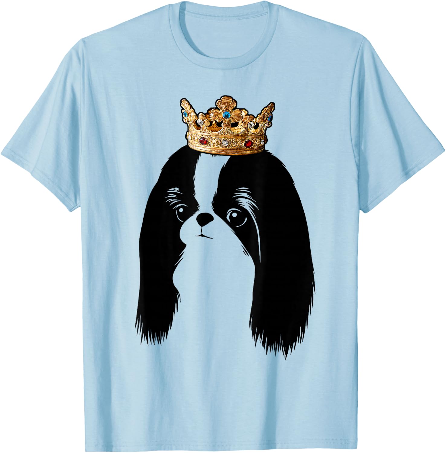 Japanese Chin Dog Wearing Crown Women Kids T-Shirt - T-Shirt | Light Blue