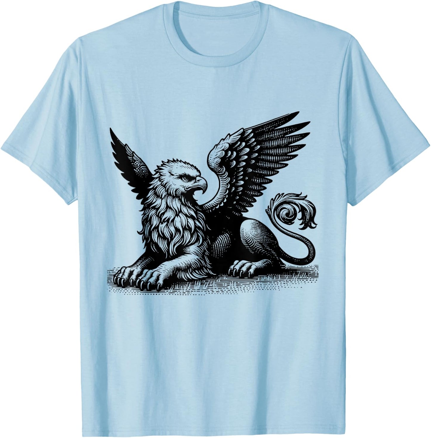 Retro Vintage Griffin Cute Silhouette Legendary Griffin T-Shirt - T-Shirt | Light Blue