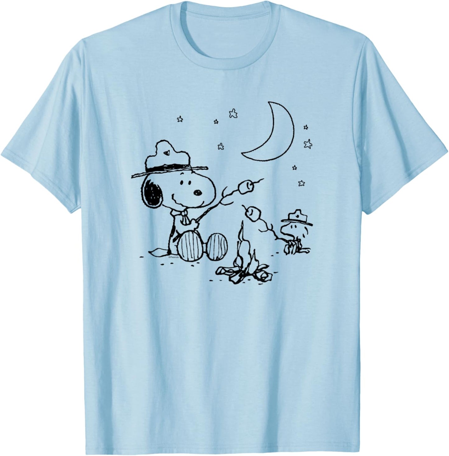 Peanuts - Snoopy Camping , gray T-Shirt - T-Shirt | Light Blue