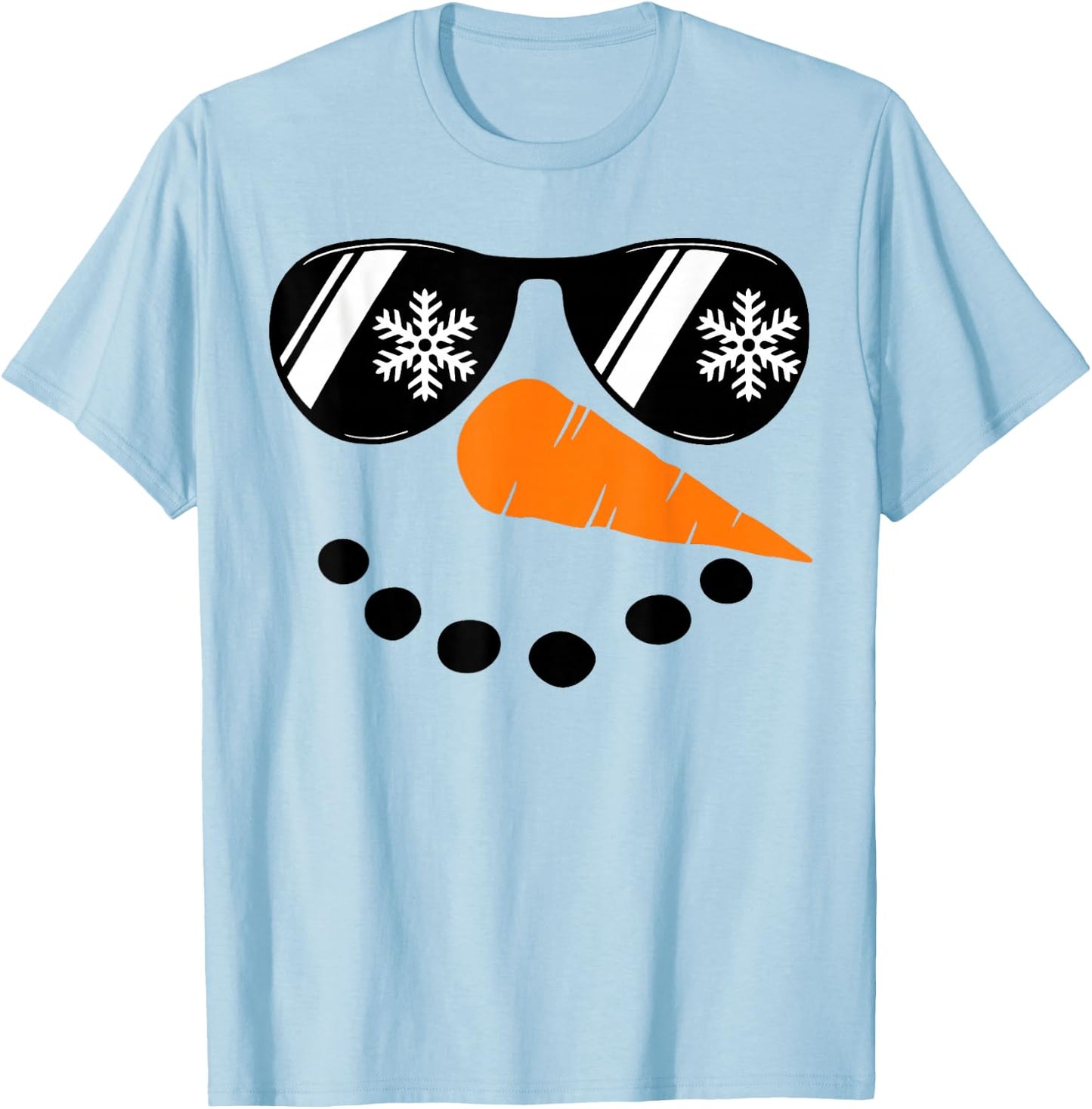 Snowman Face Family Christmas Matching Costume Men Women Kid T-Shirt - T-Shirt | Light Blue
