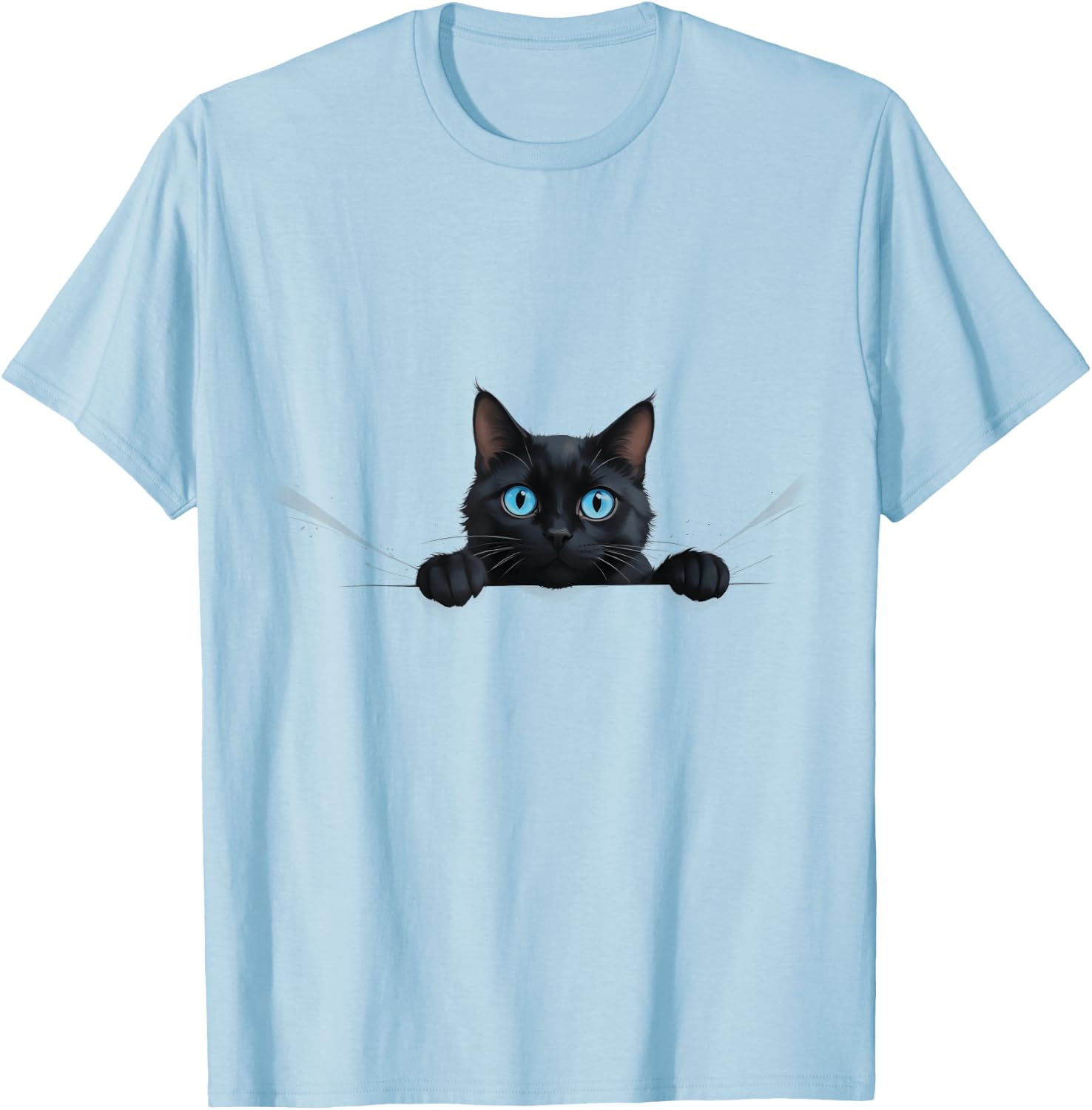 Curious Peeking Cat T-Shirt - T-Shirt | Light Blue