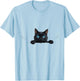 Curious Peeking Cat T-Shirt - T-Shirt | Light Blue