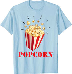Retro Popcorn Costume Fancy Dress for Carnival , White T-Shirt - T-Shirt | Light Blue