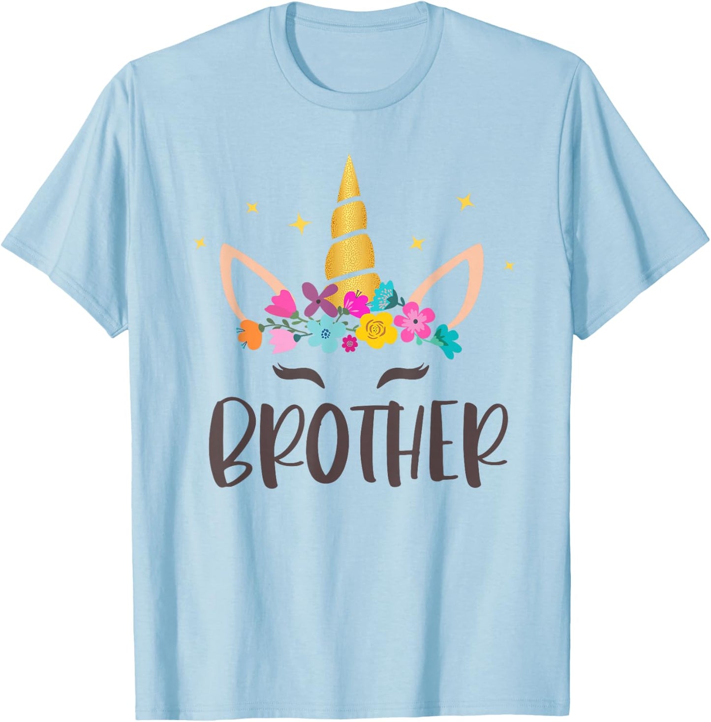Brother Unicorn Floral Birthday Matching T-Shirt - T-Shirt | Light Blue