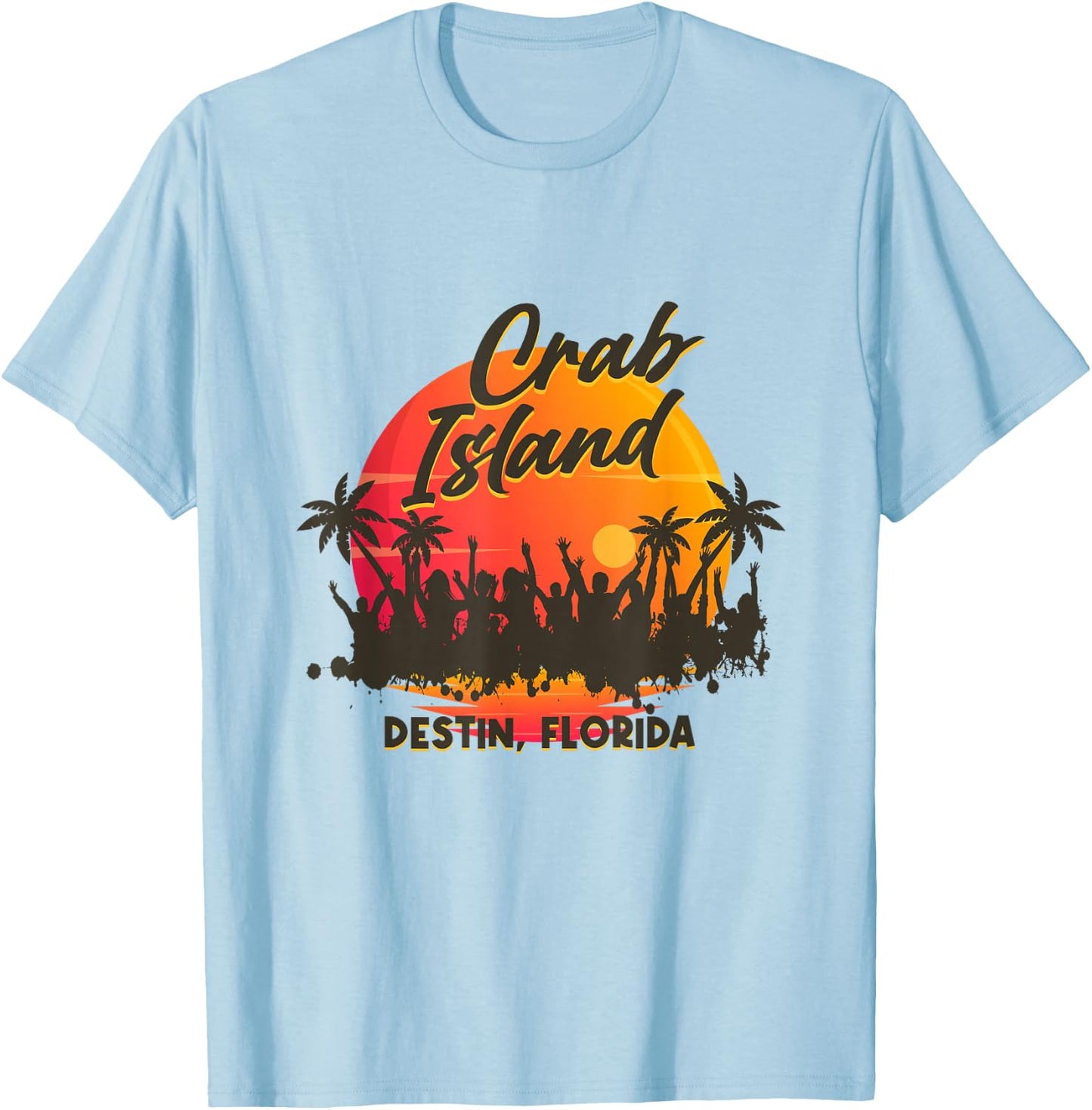 Retro Famous Destin Island, Crab Sandbar, Destin Florida T-Shirt - T-Shirt | Light Blue