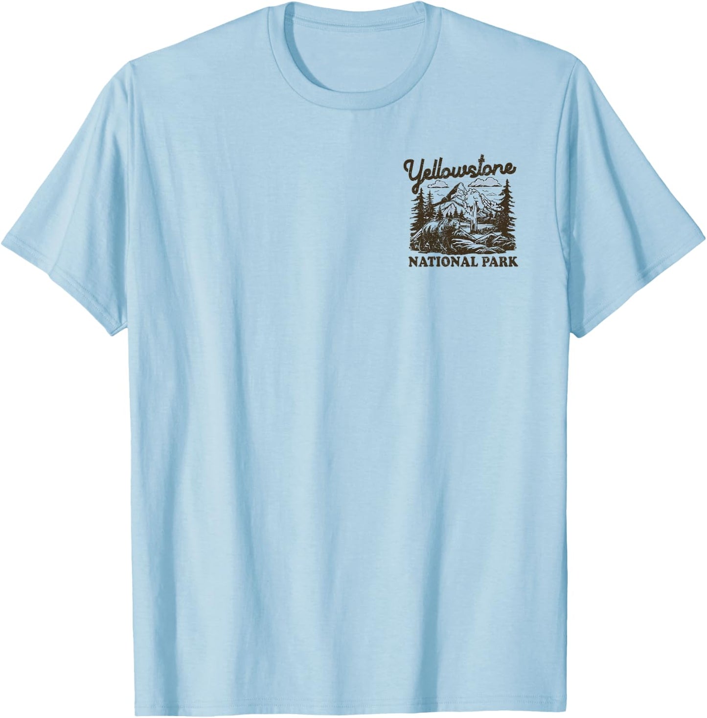 Yellowstone National Park Front and Back T-Shirt - T-Shirt | Light Blue