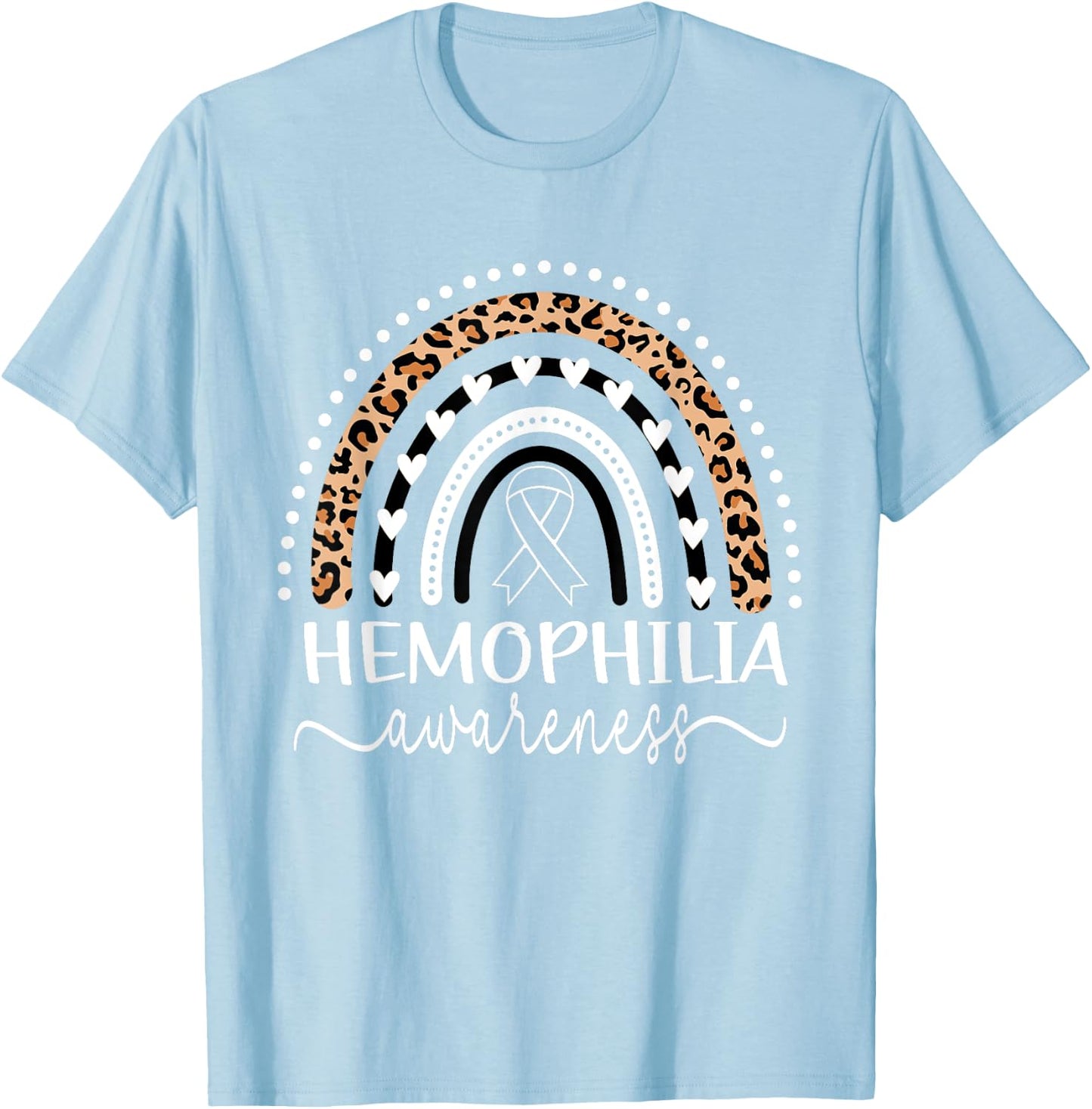 Hemophilia Awareness Wear Red Leopard Rainbow T-Shirt - T-Shirt | Light Blue