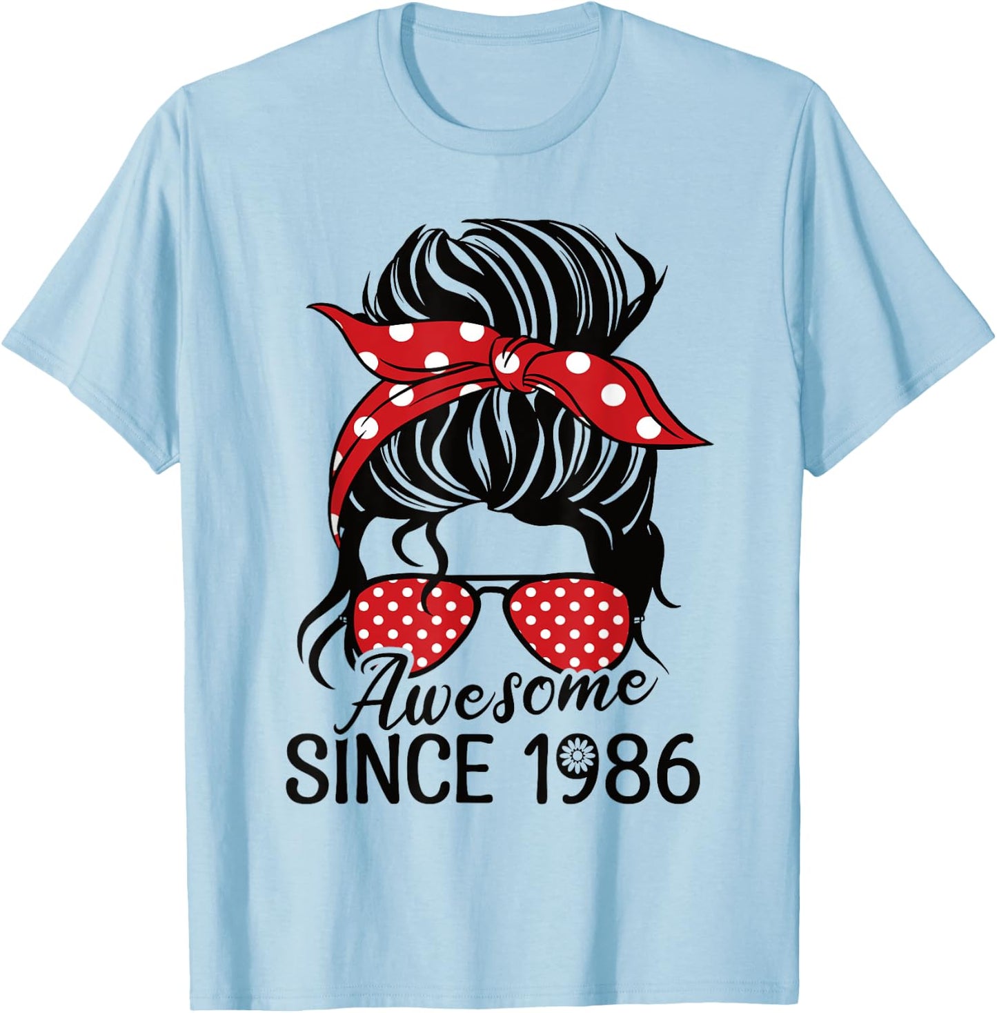 Vintage Awesome Since 1986 Woman and Girl Born 1986 T-Shirt - T-Shirt | Light Blue