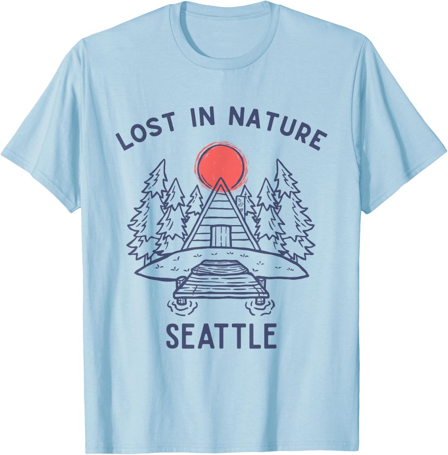 Lost in Nature Travel Vacation Seattle T-Shirt - T-Shirt | Light Blue