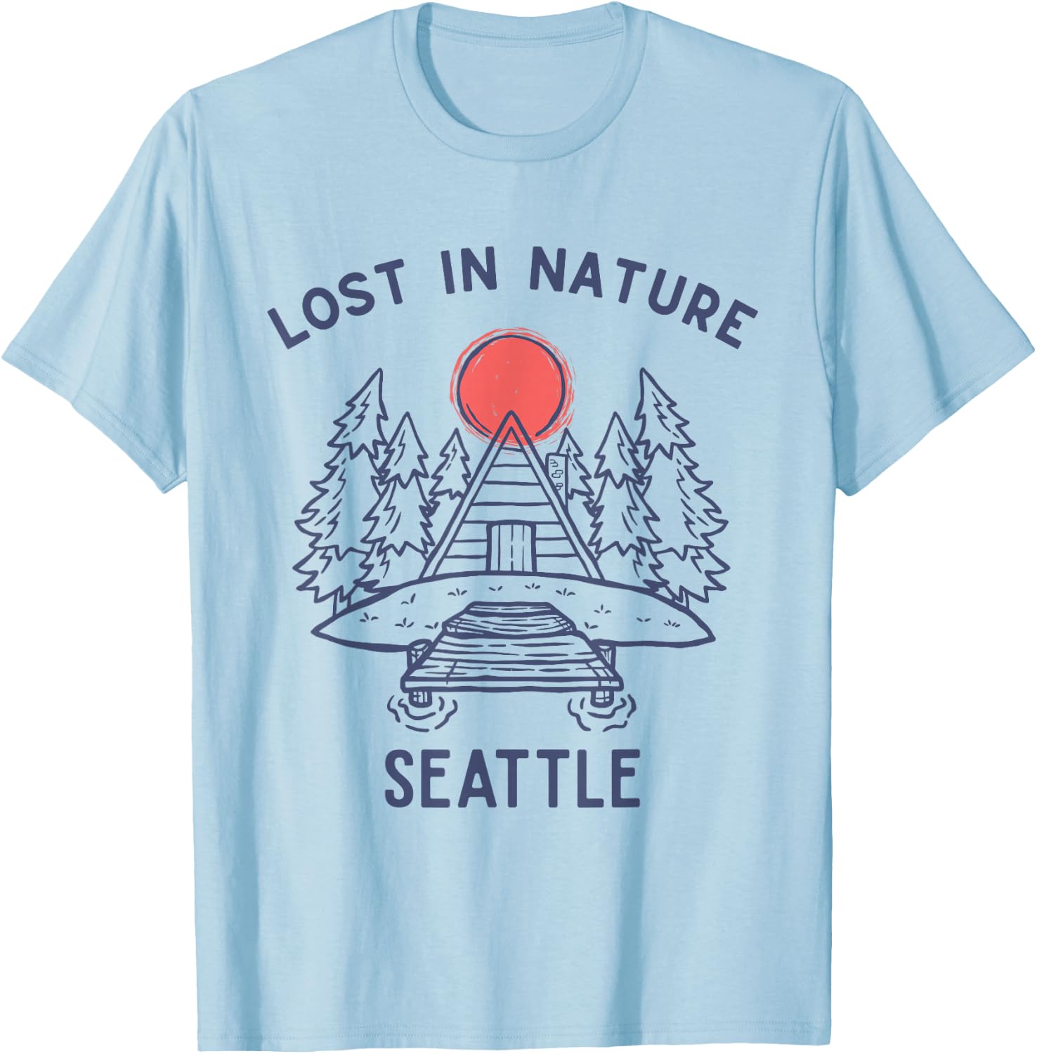 Lost in Nature Travel Vacation Seattle T-Shirt - T-Shirt | Light Blue