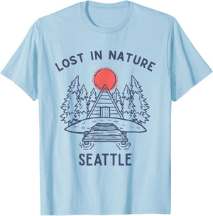 Lost in Nature Travel Vacation Seattle T-Shirt - T-Shirt | Light Blue