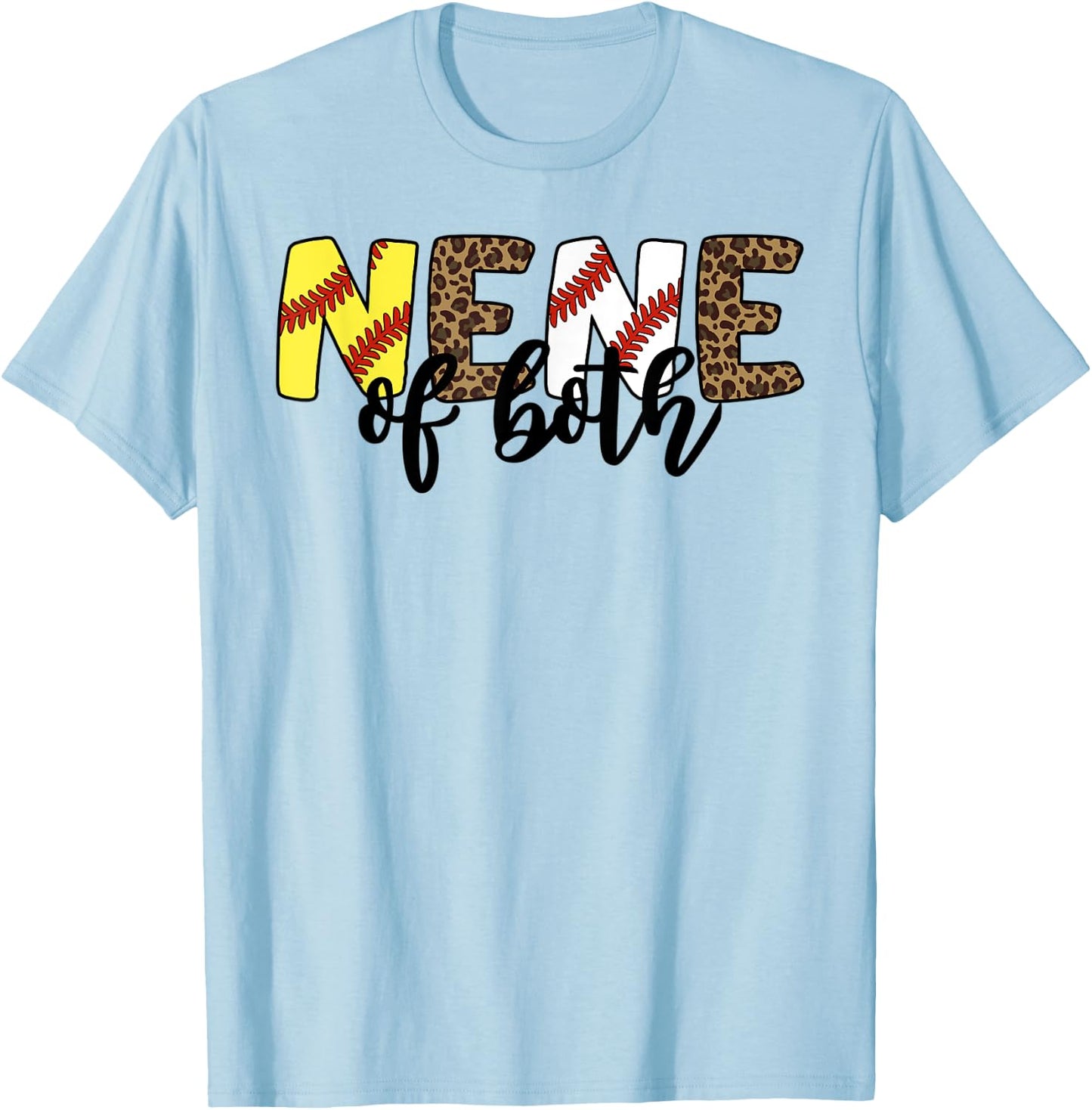 Leopard Nene Of Both Baseball Softball Grandma Mother's Day T-Shirt - T-Shirt | Light Blue