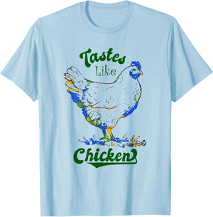 Tastes Like Chicken Vintage Retro Chicken Sign T-Shirt - T-Shirt | Light Blue