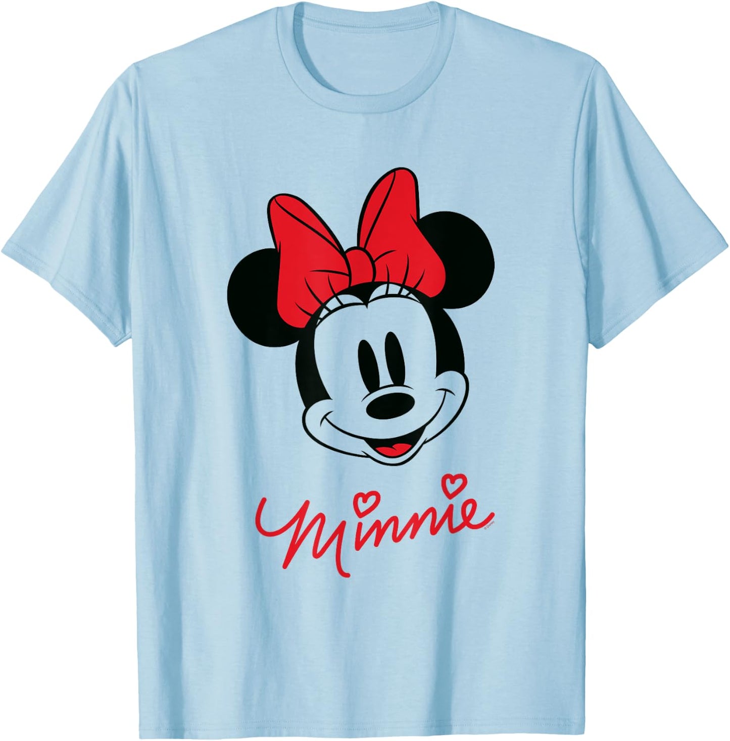 Minnie Mouse Face , White T-Shirt - T-Shirt | Light Blue