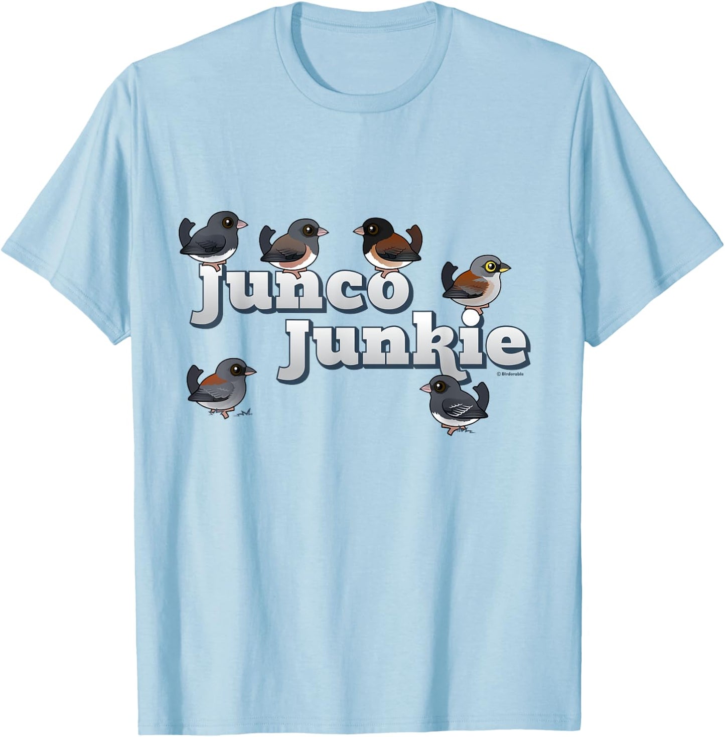 Cute Cartoon Junco Junkie Birdorable Birds Dark-eyed Juncos T-Shirt - T-Shirt | Light Blue