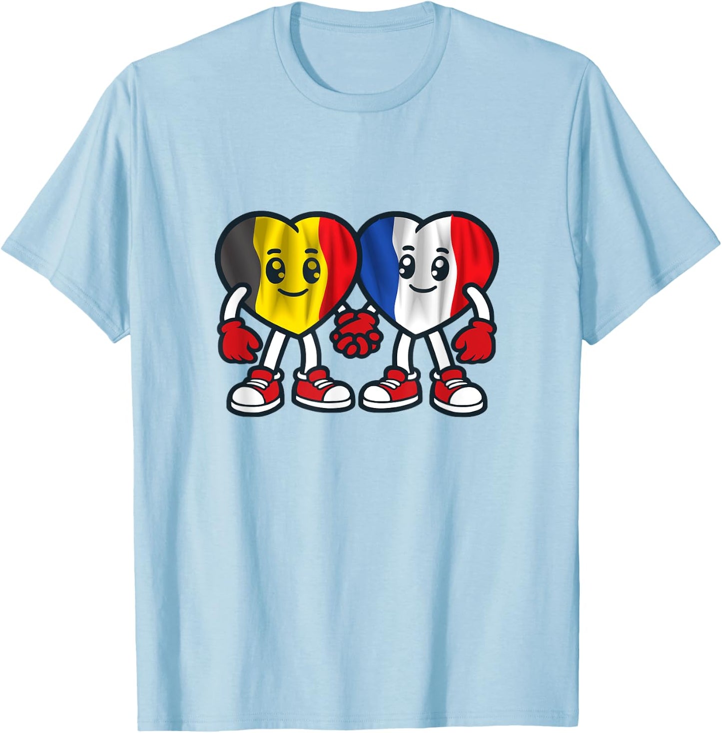 Hearts Of Friendship France And Belgium T-Shirt - T-Shirt | Light Blue