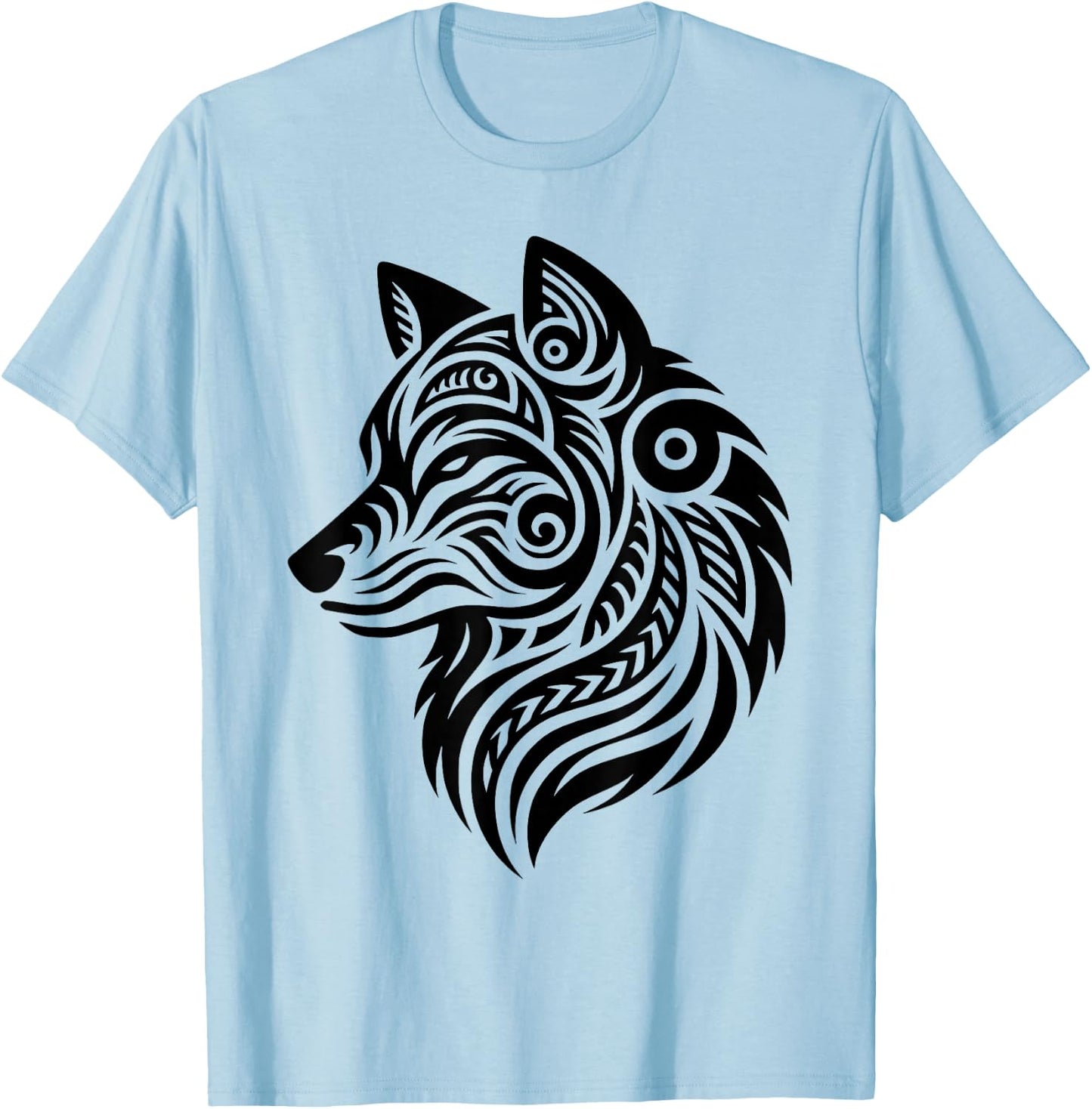 Polynesian Tribal Wolf Maori Wolf Pattern , grey, S T-Shirt - T-Shirt | Light Blue