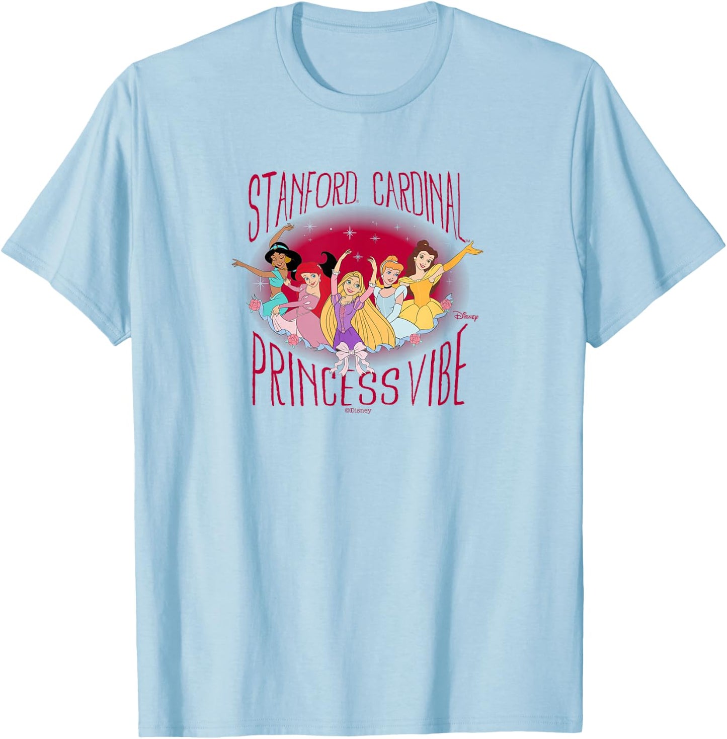 Stanford Cardinal Disney Princess Vibes White T-Shirt - T-Shirt | Light Blue