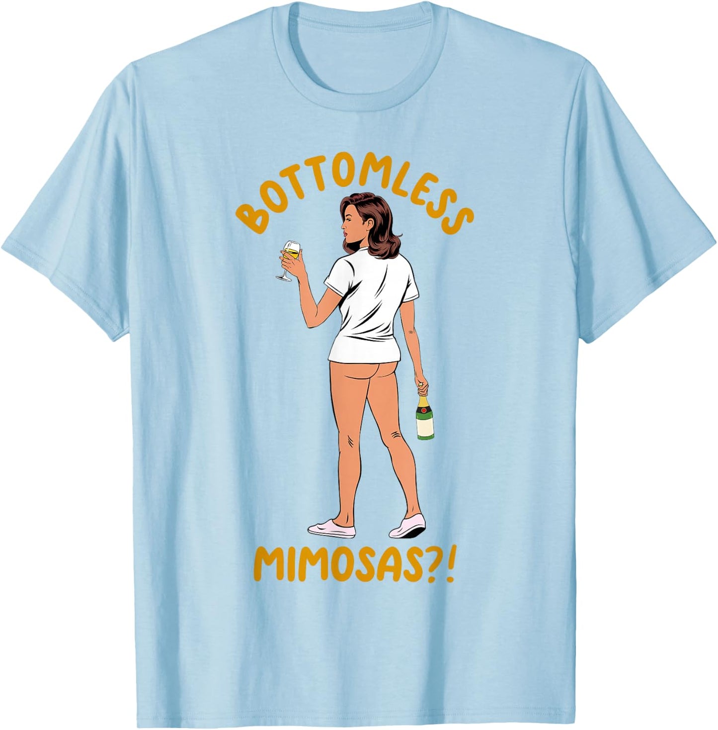 Mimosa Lover Cocktail Drinking Sarcasm Bottomless Mimosa T-Shirt - T-Shirt | Light Blue