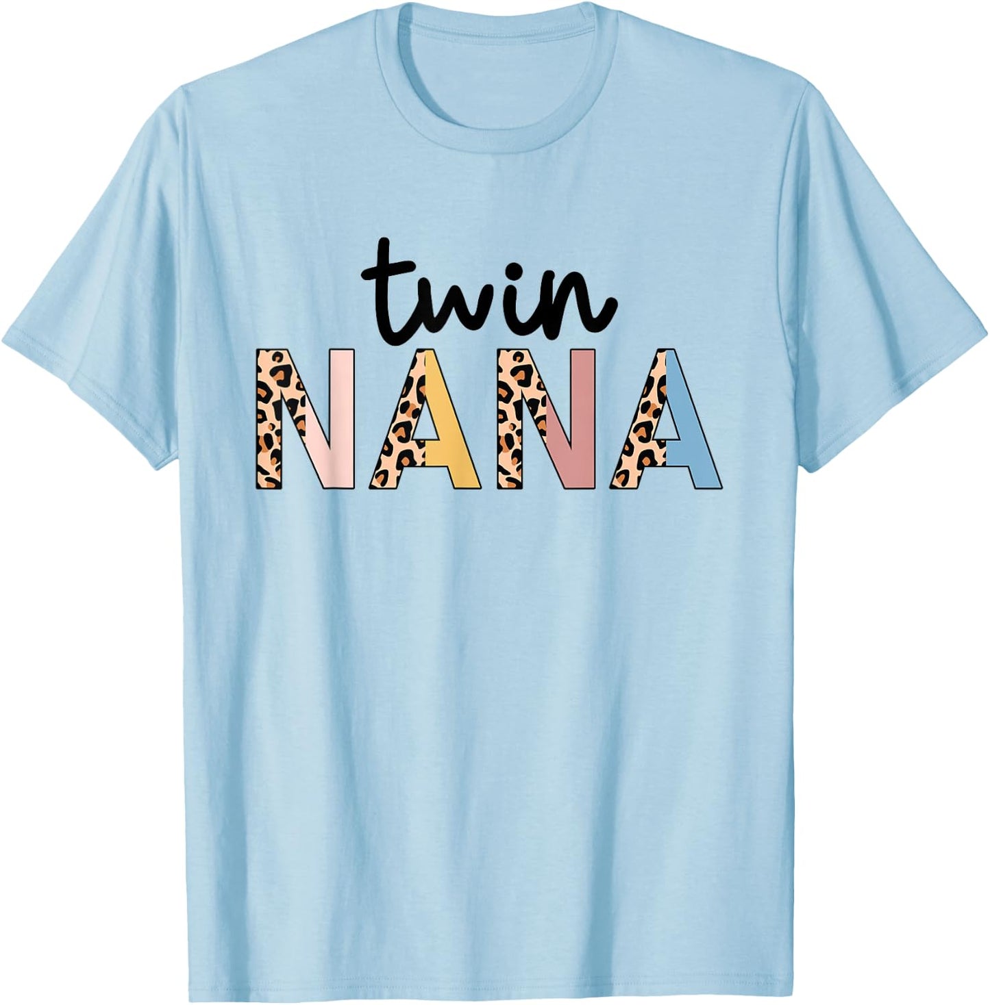 Twin Nana Leopard Grandma Nana Of Twins T-Shirt - T-Shirt | Light Blue