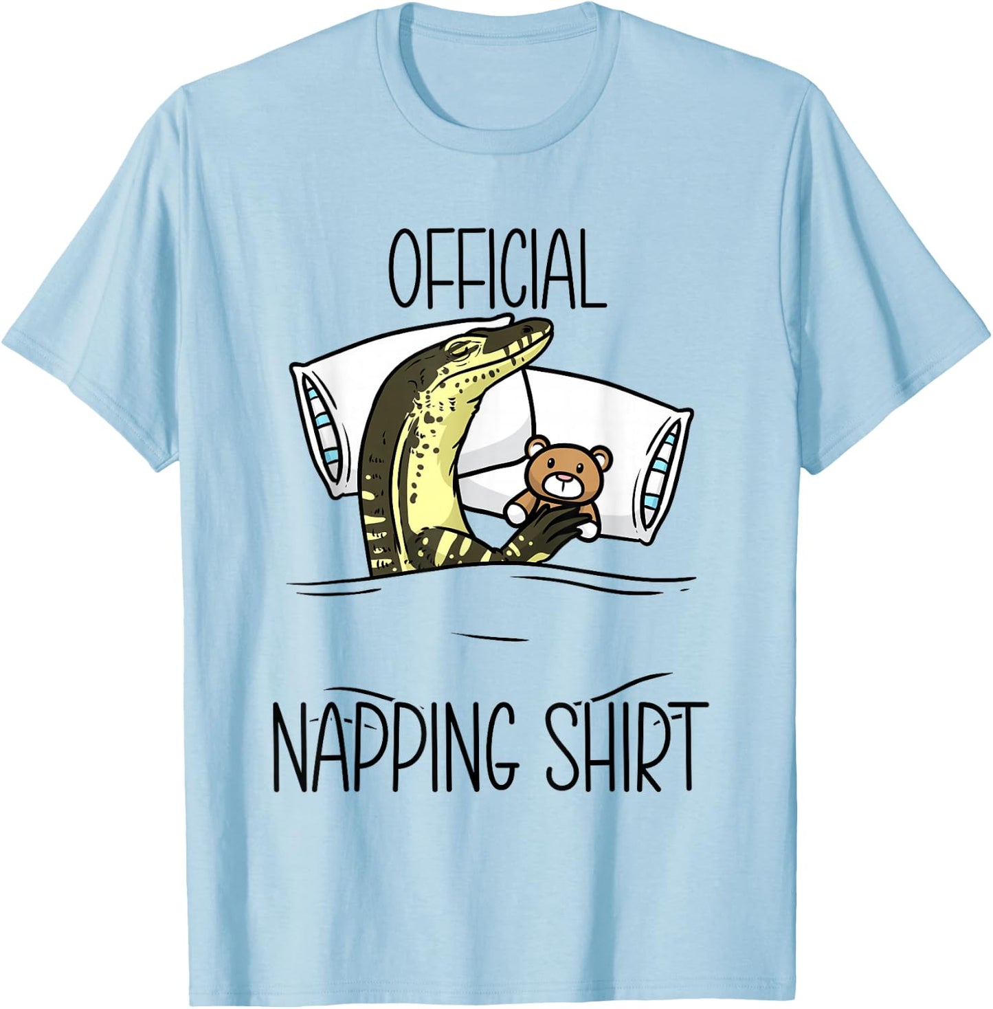 Sleeping Asian Water Monitor Lizard Reptile Napping T-Shirt - T-Shirt | Light Blue