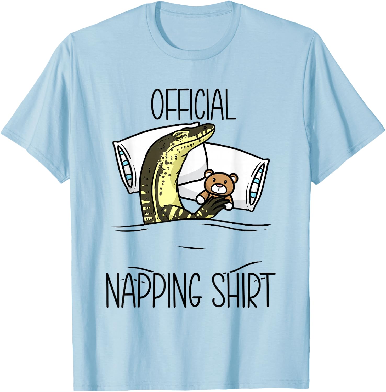 Sleeping Asian Water Monitor Lizard Reptile Napping T-Shirt - T-Shirt | Light Blue