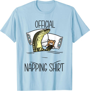 Sleeping Asian Water Monitor Lizard Reptile Napping T-Shirt - T-Shirt | Light Blue